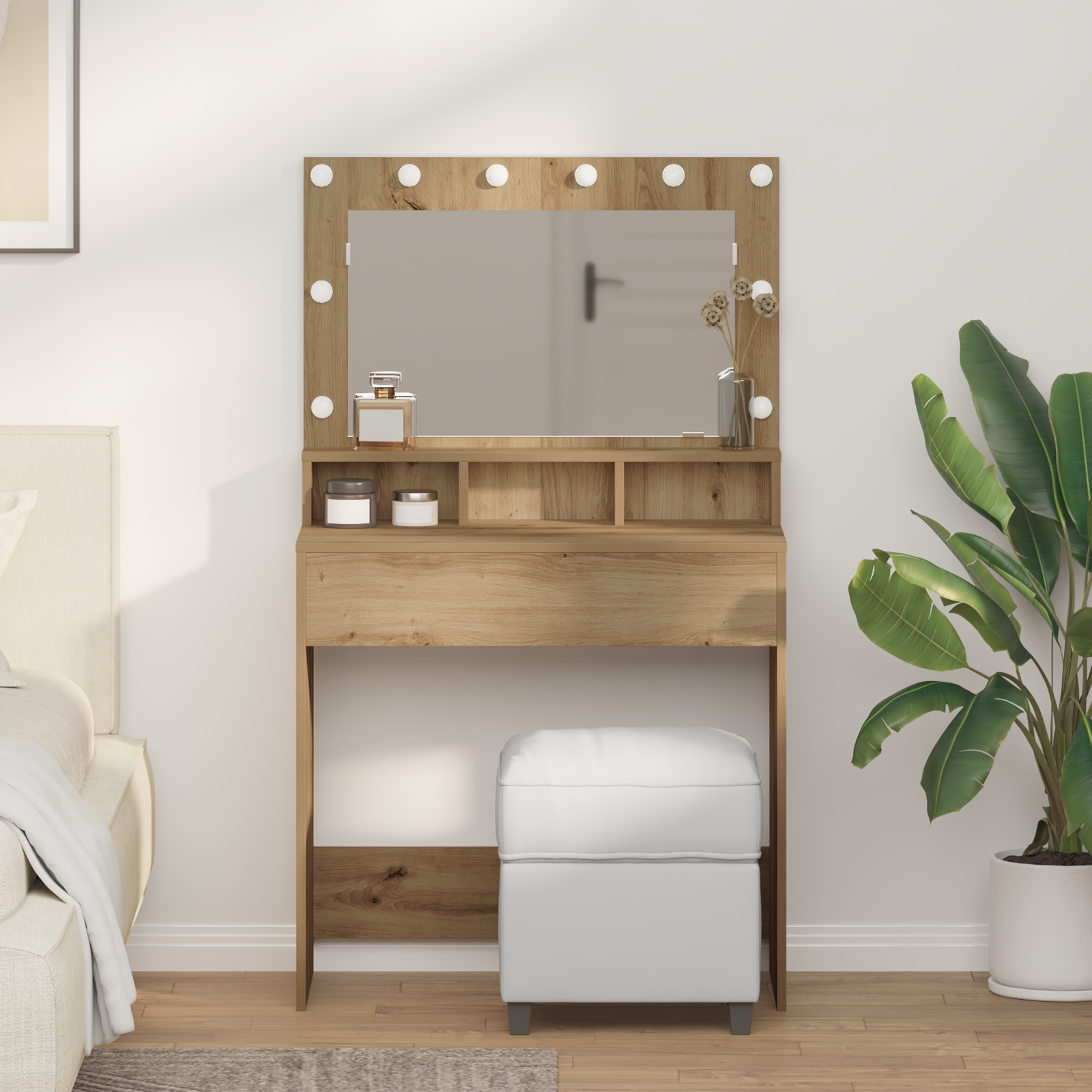 Coiffeuse chêne artisanal 79 x 41 x 135 cm Bois d'ingénierie - XIOS