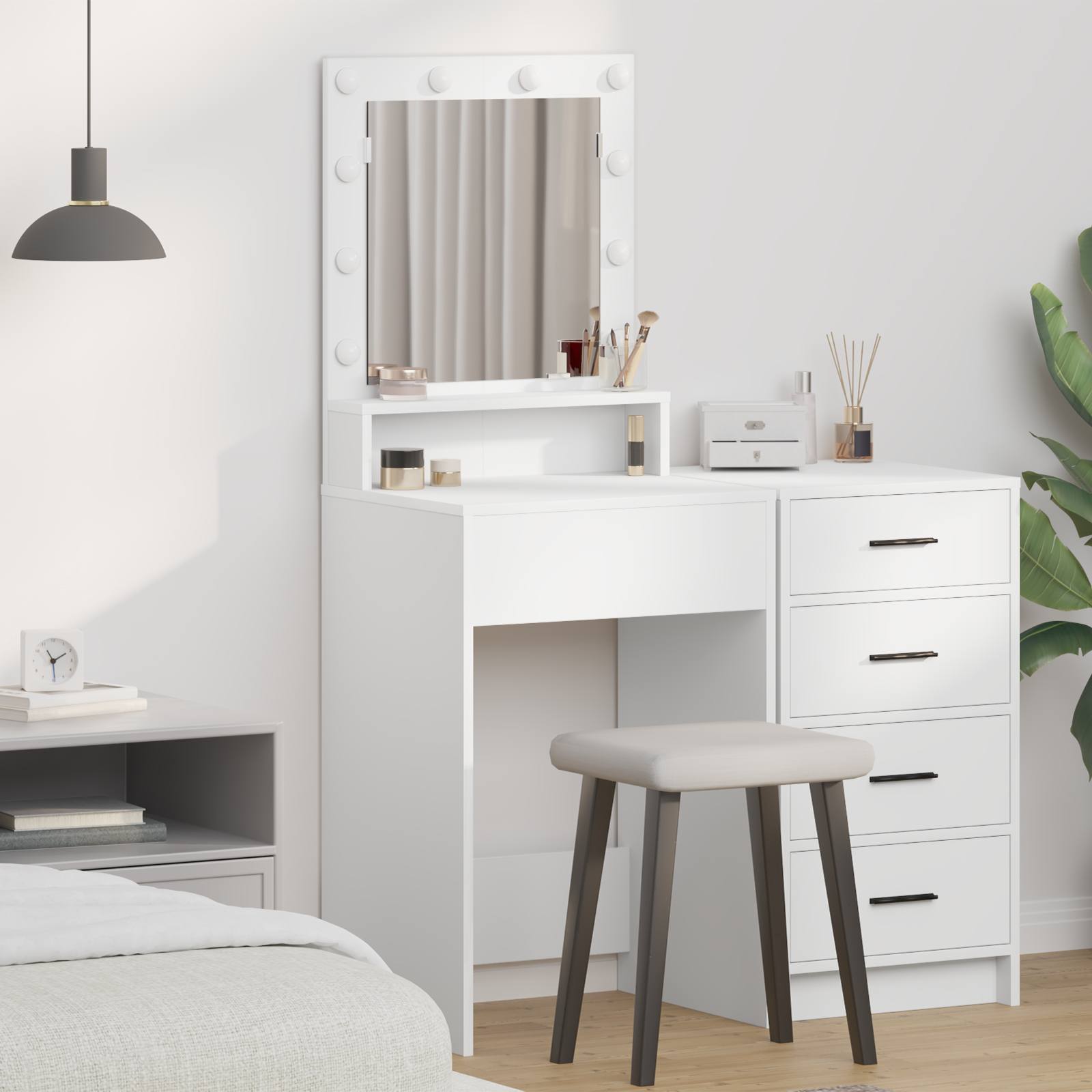 Coiffeuse avec étagère Blanc 50 x 41 x 135 cm Bois d'ingénierie - XIOS