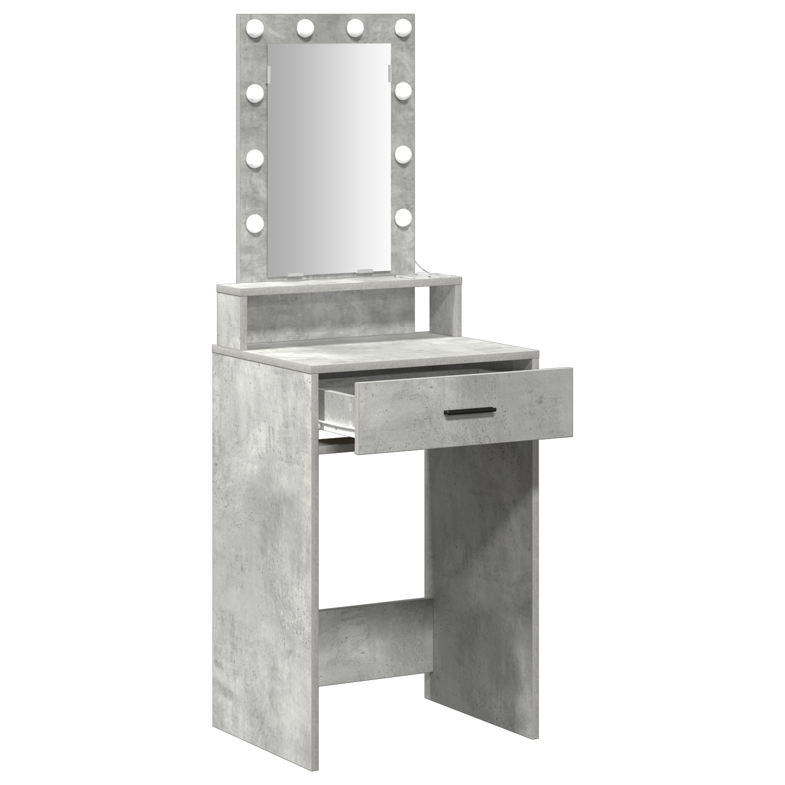 Table de maquillage vidaXL avec lumières LED Gris béton 50x41x140 cm