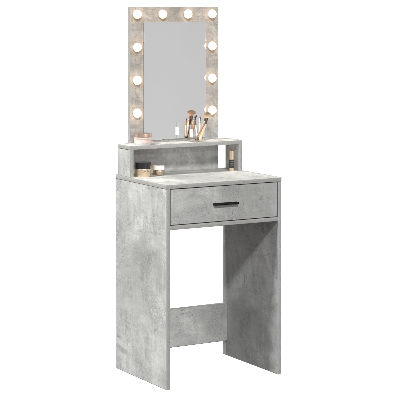 Table de maquillage vidaXL avec lumières LED Gris béton 50x41x140 cm