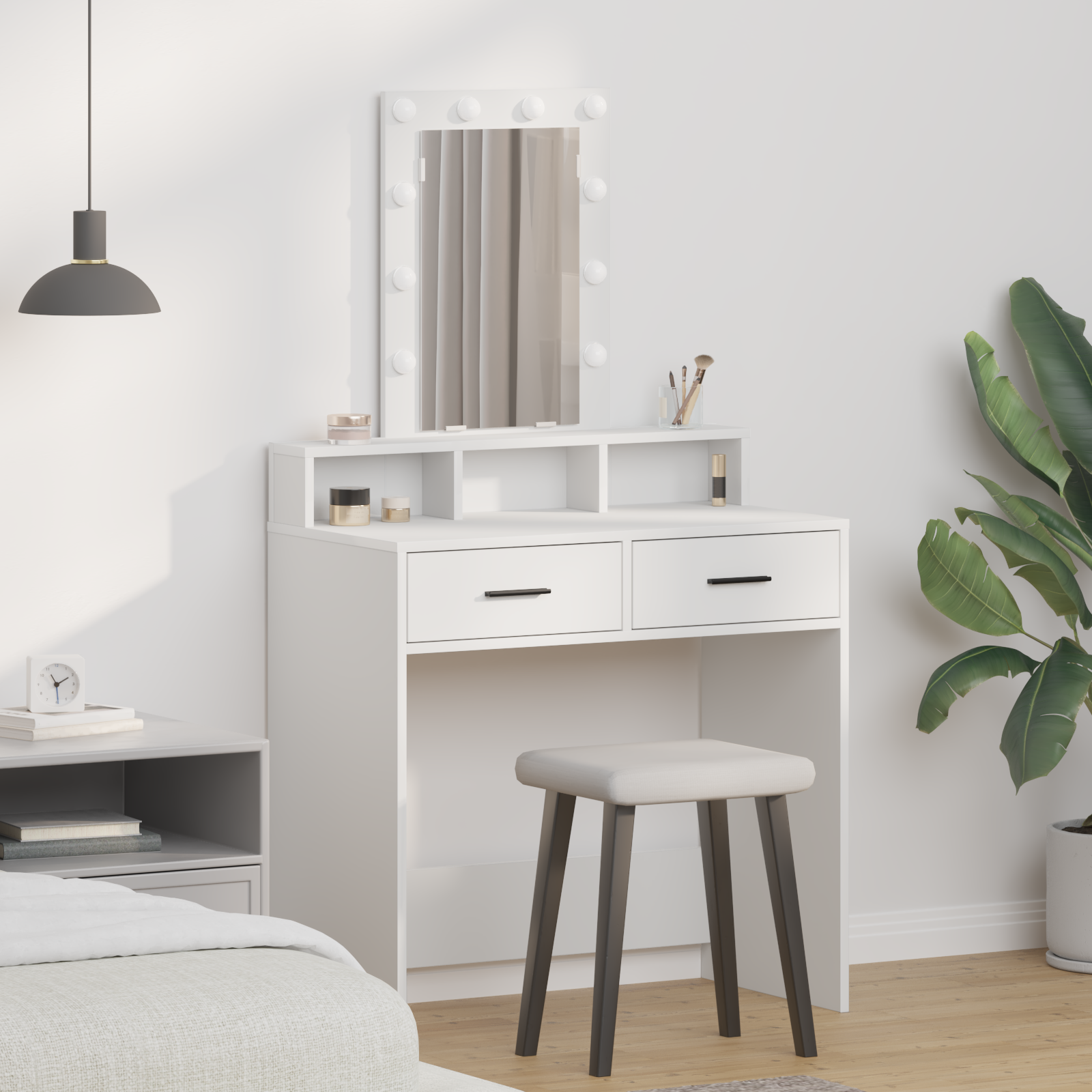 Table de Toilette Blanc 79 x 41 x 140 cm Bois d'ingénierie