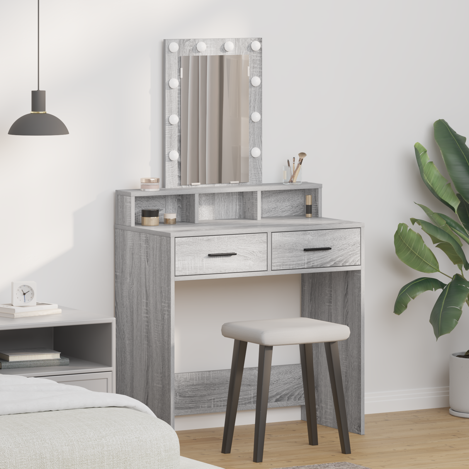 Table de Toilette Gris 79 x 41 x 140 cm Bois d'ingénierie