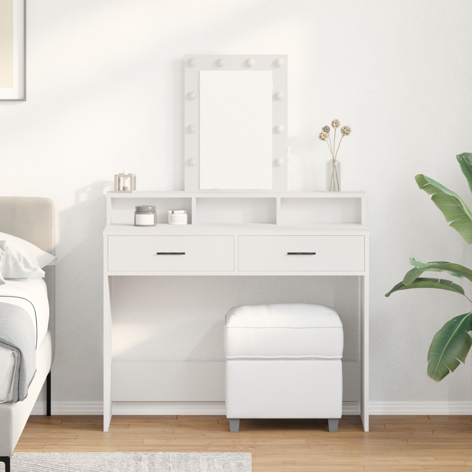 Table de Toilette Blanc 100 x 41 x 140 cm Bois d'ingénierie