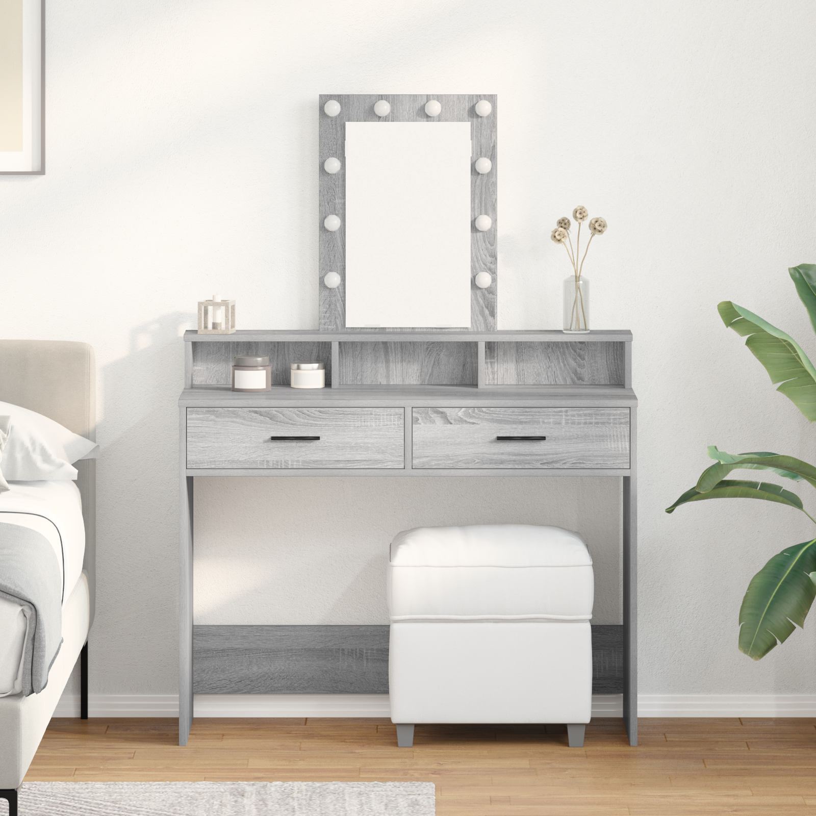 Table de Toilette Gris 100 x 41 x 140 cm Bois d'ingénierie