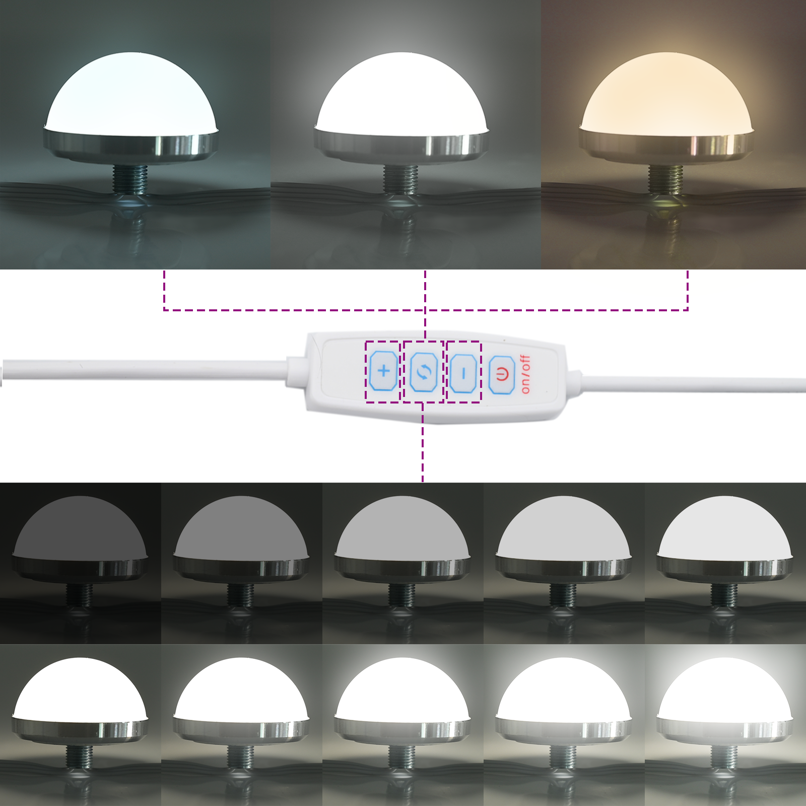 Coiffeuse vidaXL avec lumières LED, en gris Sonoma, 102x33x135 cm