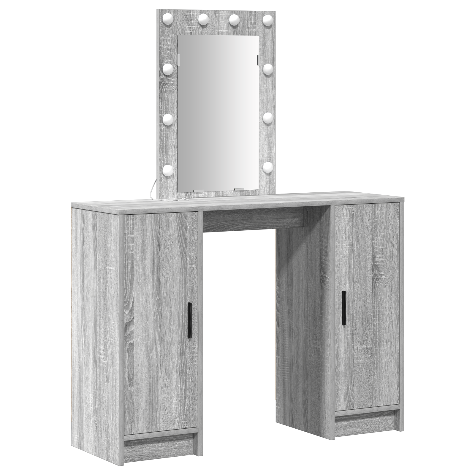 Coiffeuse vidaXL avec lumières LED, en gris Sonoma, 102x33x135 cm