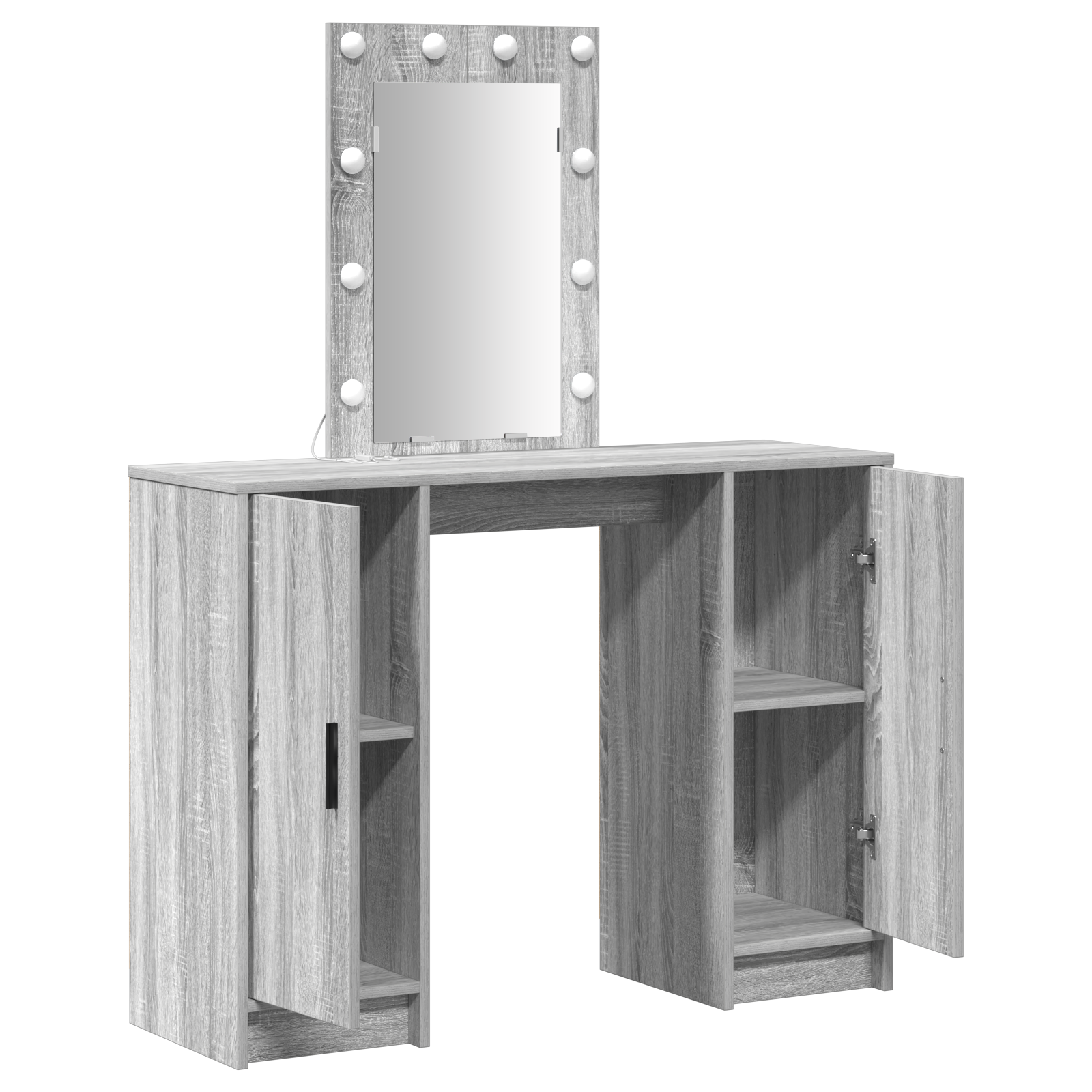 Coiffeuse vidaXL avec lumières LED, en gris Sonoma, 102x33x135 cm