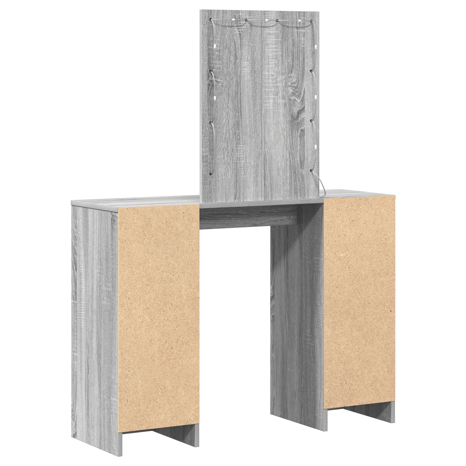 Coiffeuse vidaXL avec lumières LED, en gris Sonoma, 102x33x135 cm