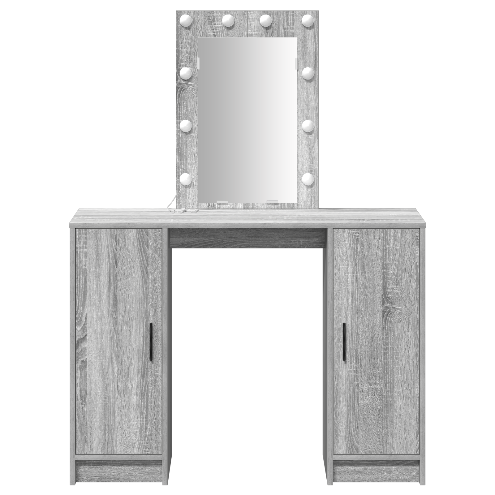 Coiffeuse vidaXL avec lumières LED, en gris Sonoma, 102x33x135 cm