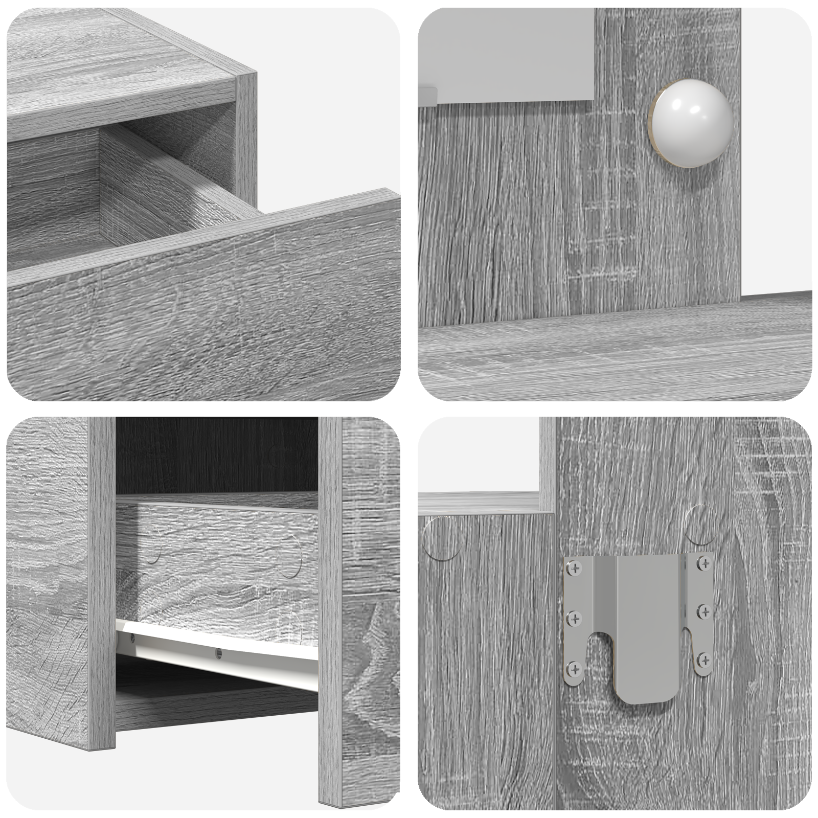 Table de Toilette Gris 100 x 40 x 70 cm Bois d'ingénierie - XIOS
