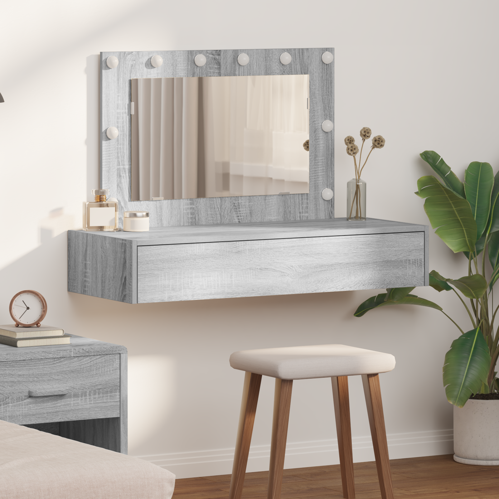 Table de Toilette Gris 100 x 40 x 70 cm Bois d'ingénierie - XIOS