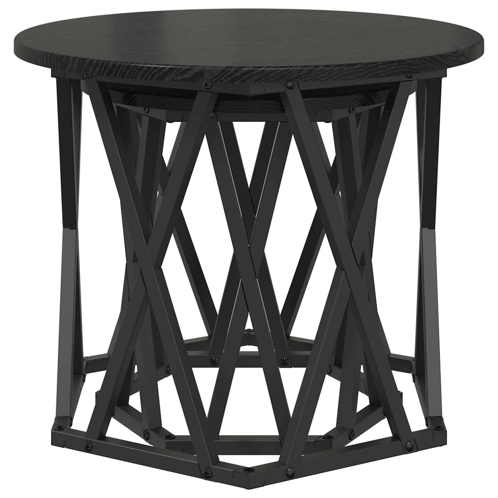 Tables d'appoint empilables vidaXL 2 pcs Noir Chêne en bois XIOS