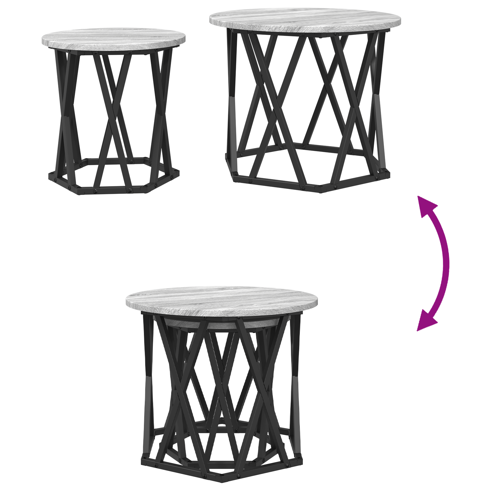 Tables d'appoint empilables vidaXL 2 pcs Gris Sonoma en bois reconstitué XIOS