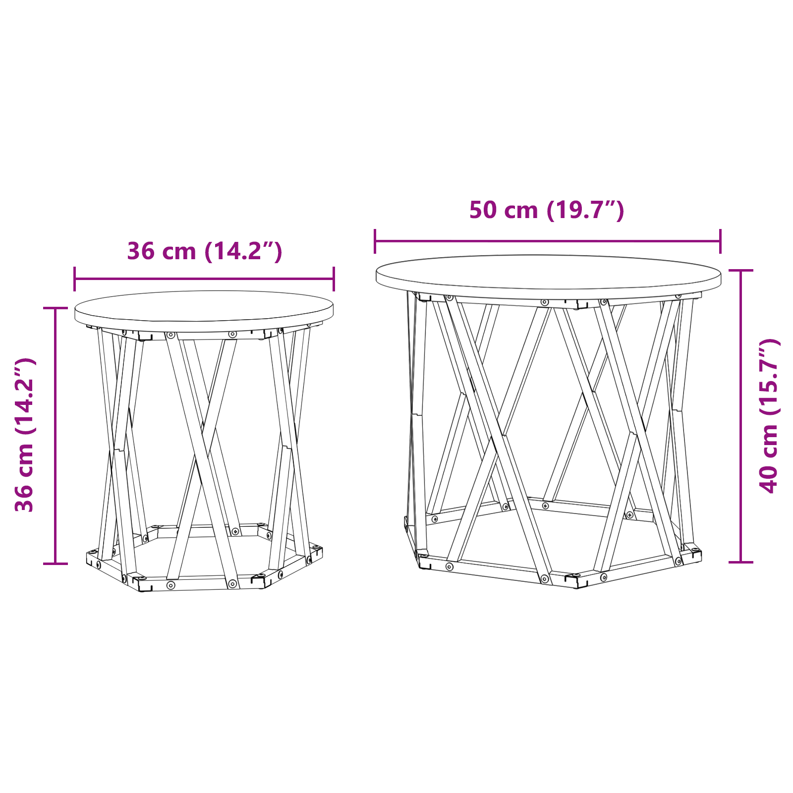 Tables d'appoint empilables vidaXL 2 pcs Gris Sonoma en bois reconstitué XIOS