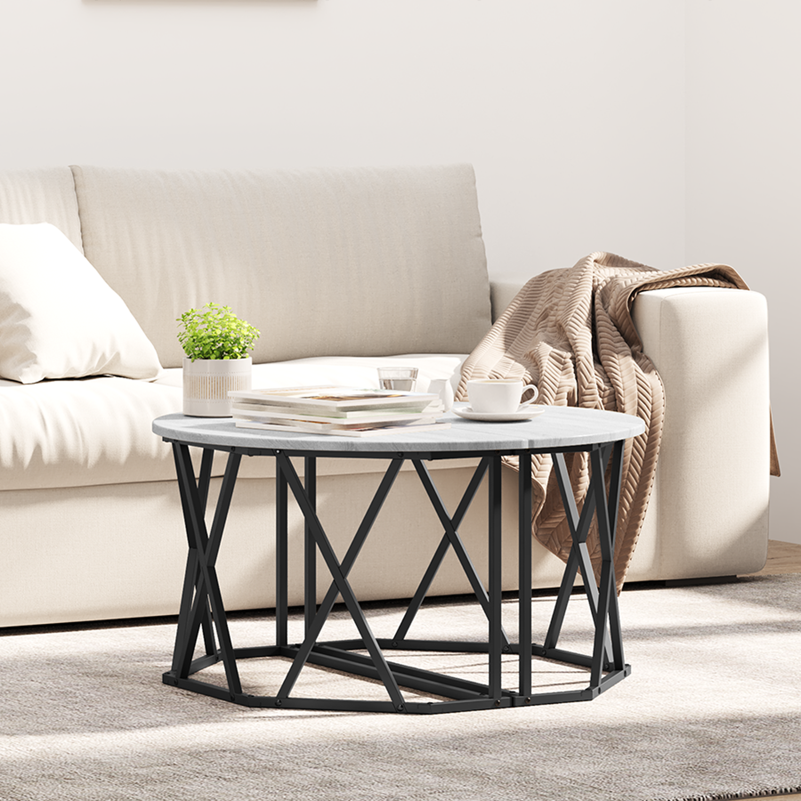 Table basse Gris Sonoma 80x80x42 cm en bois reconstitué