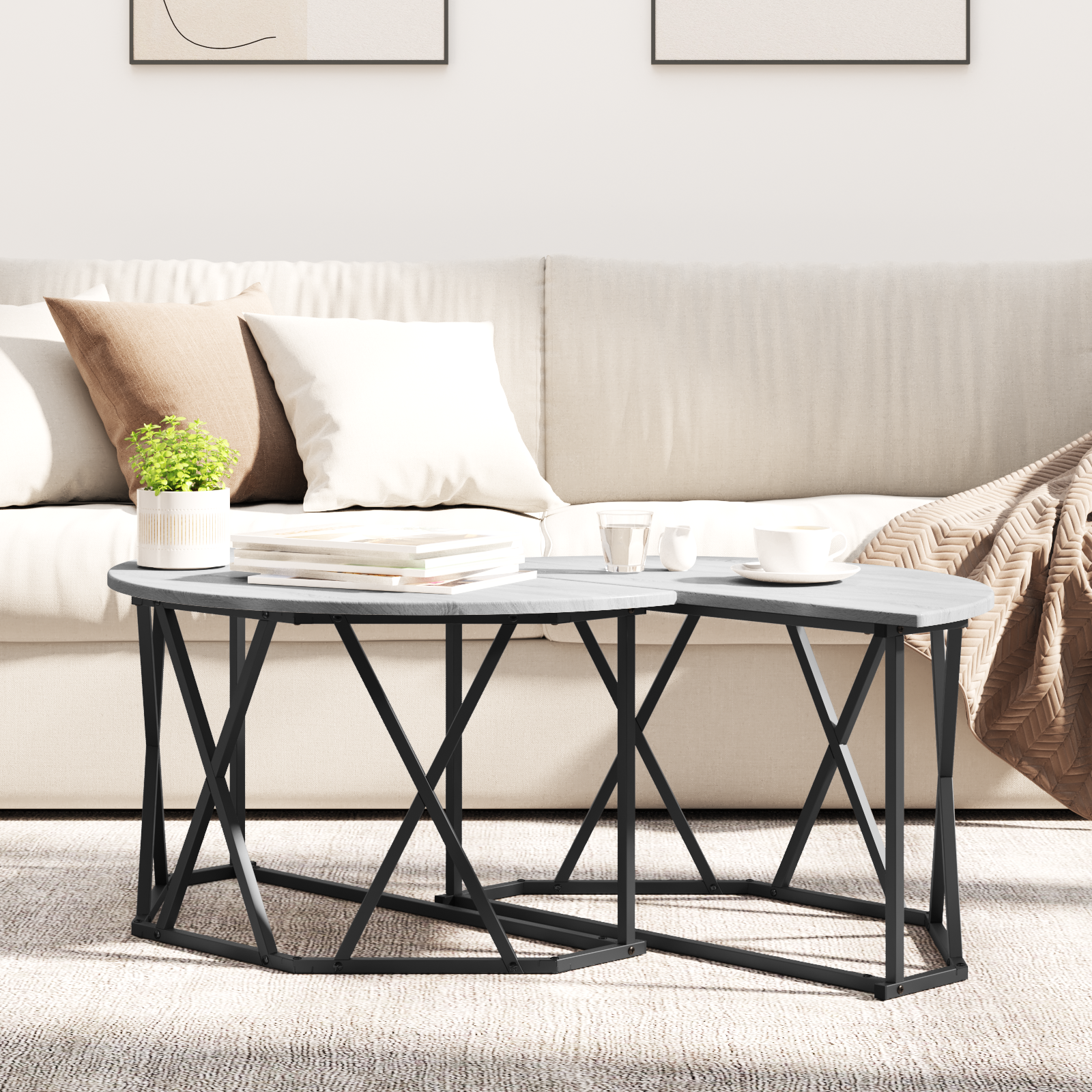 Table basse Gris Sonoma 80x80x42 cm en bois reconstitué XIOS
