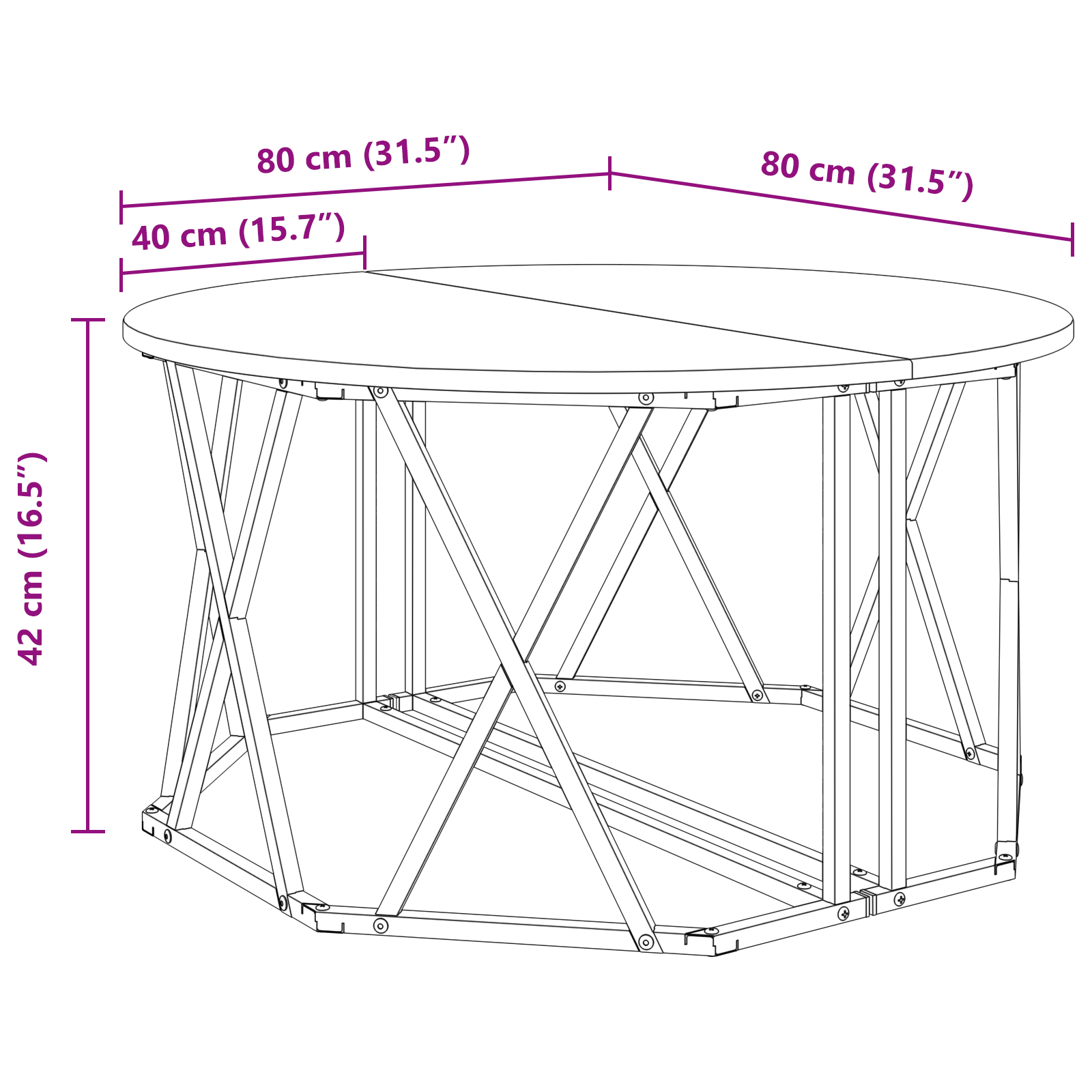 Table basse Gris Sonoma 80x80x42 cm en bois reconstitué XIOS