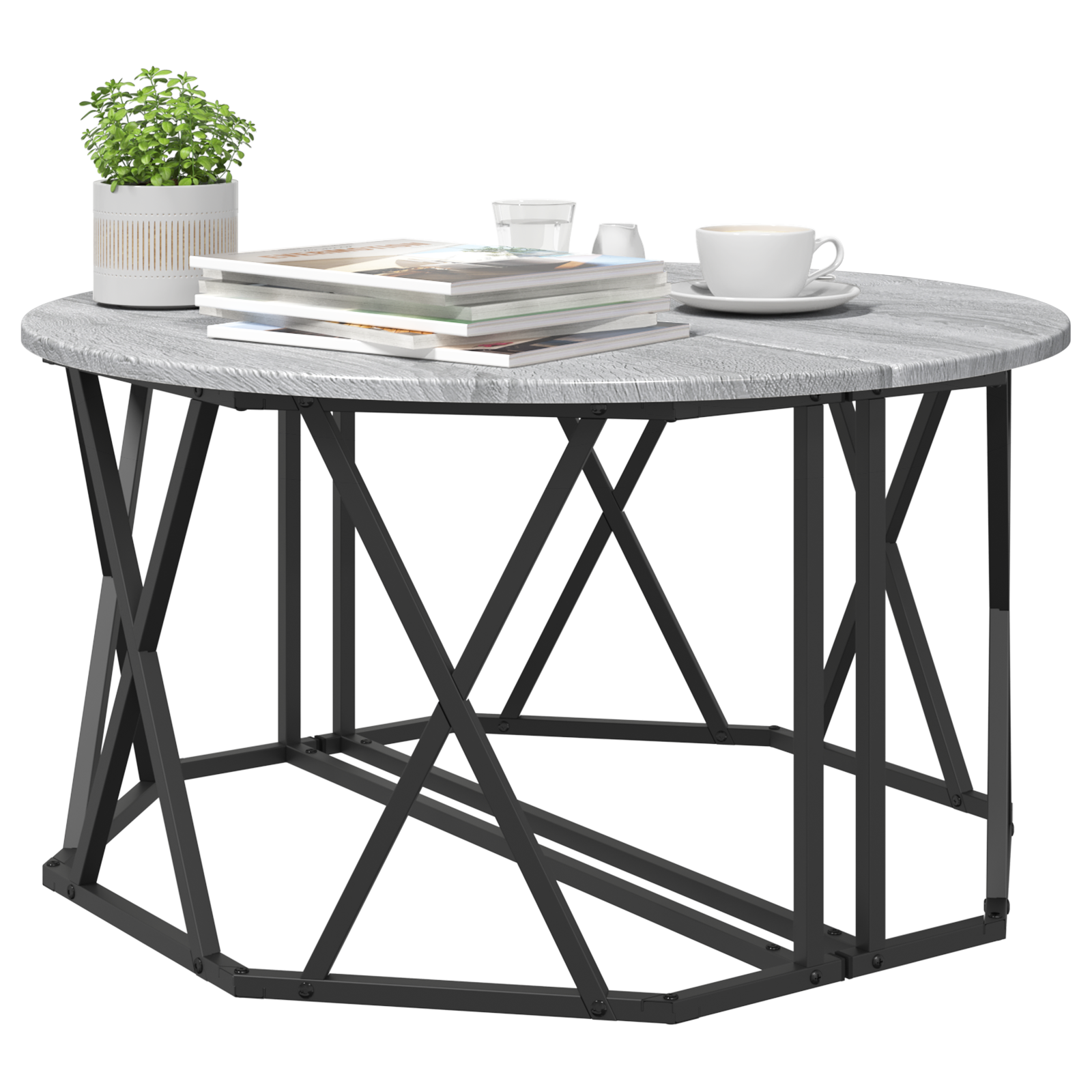 Table basse Gris Sonoma 80x80x42 cm en bois reconstitué XIOS