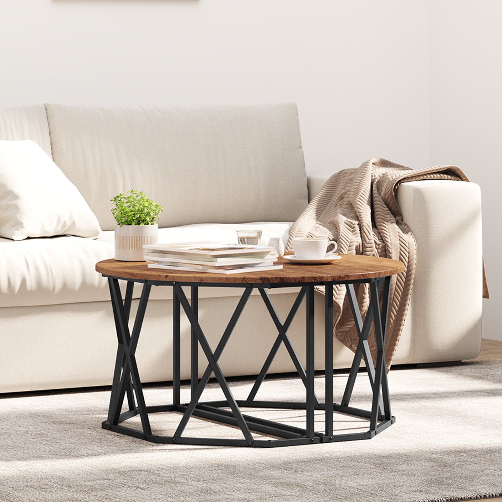 Table Basse vidaXL Bois Ancien 80x80x42 cm en Bois Élégué