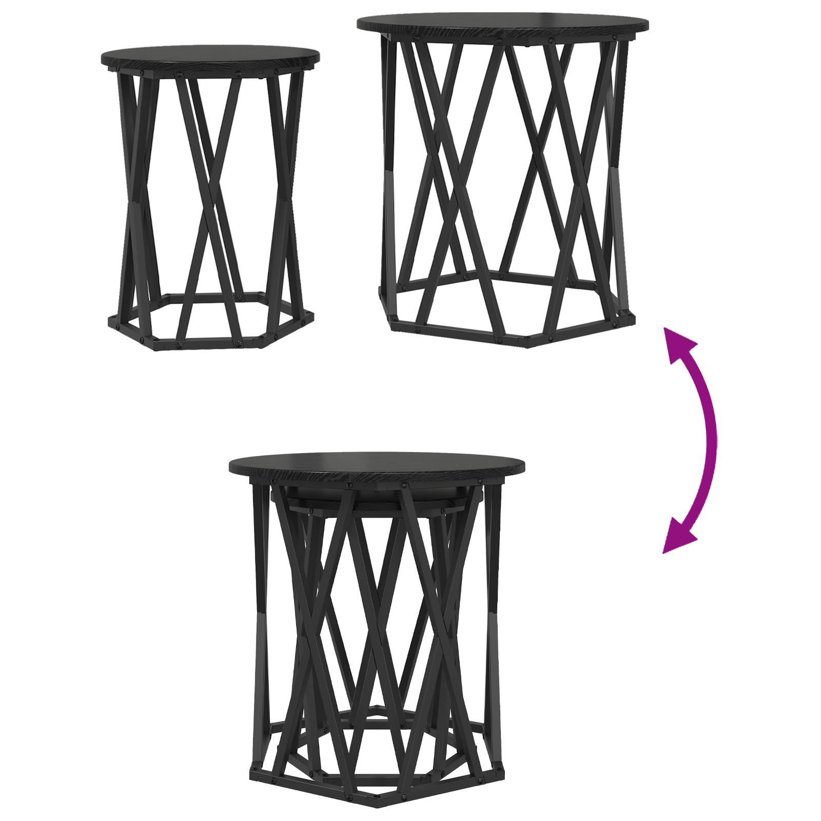 Tables d'appoint vidaXL 2 pcs en bois noir stratifié XIOS
