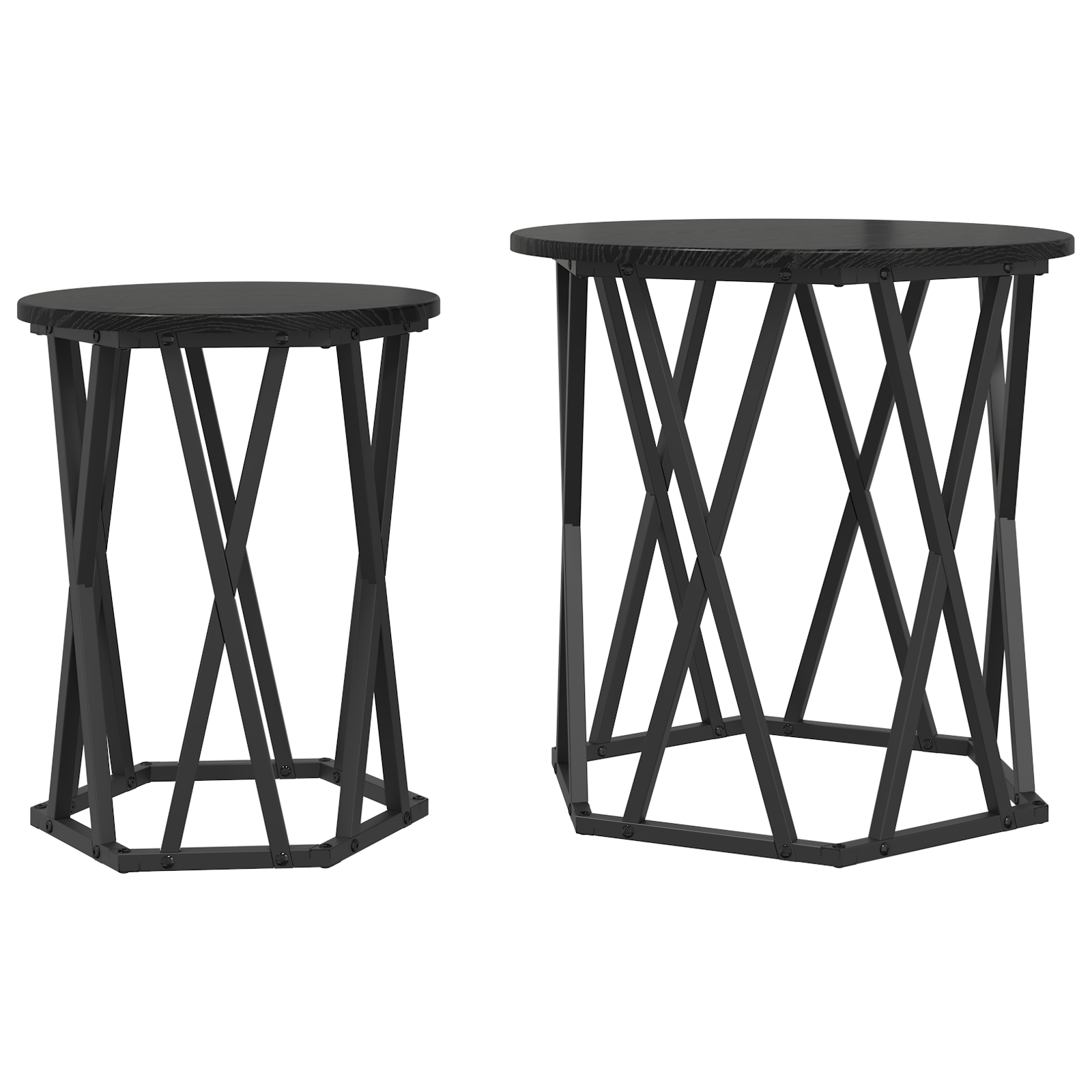 Tables d'appoint vidaXL 2 pcs en bois noir stratifié