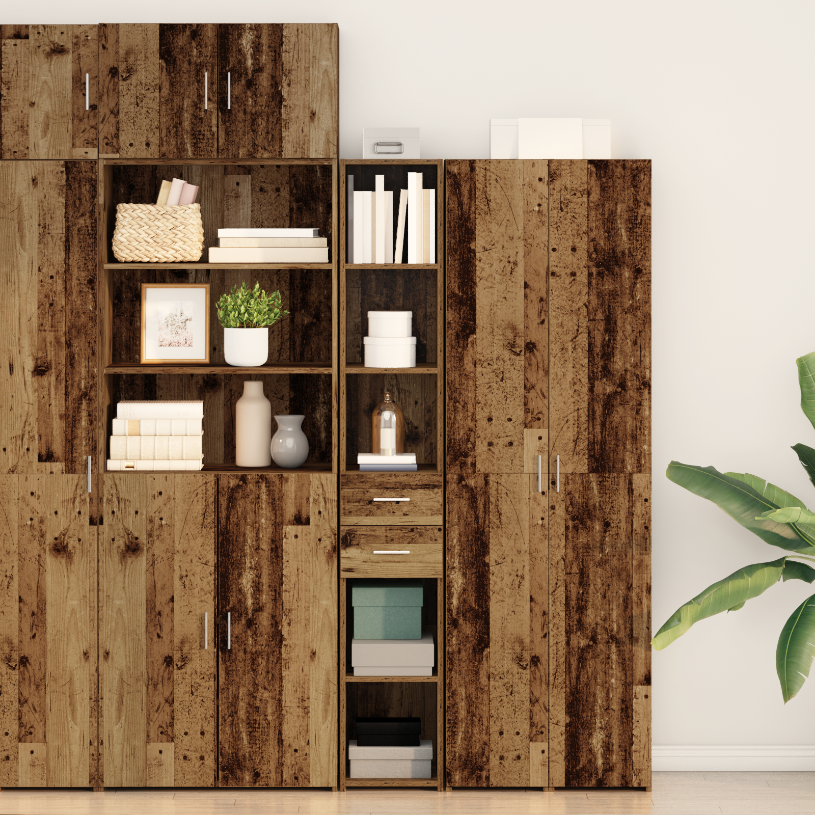 Highboard en bois ancien 30x42,5x185 cm en bois stratifié
