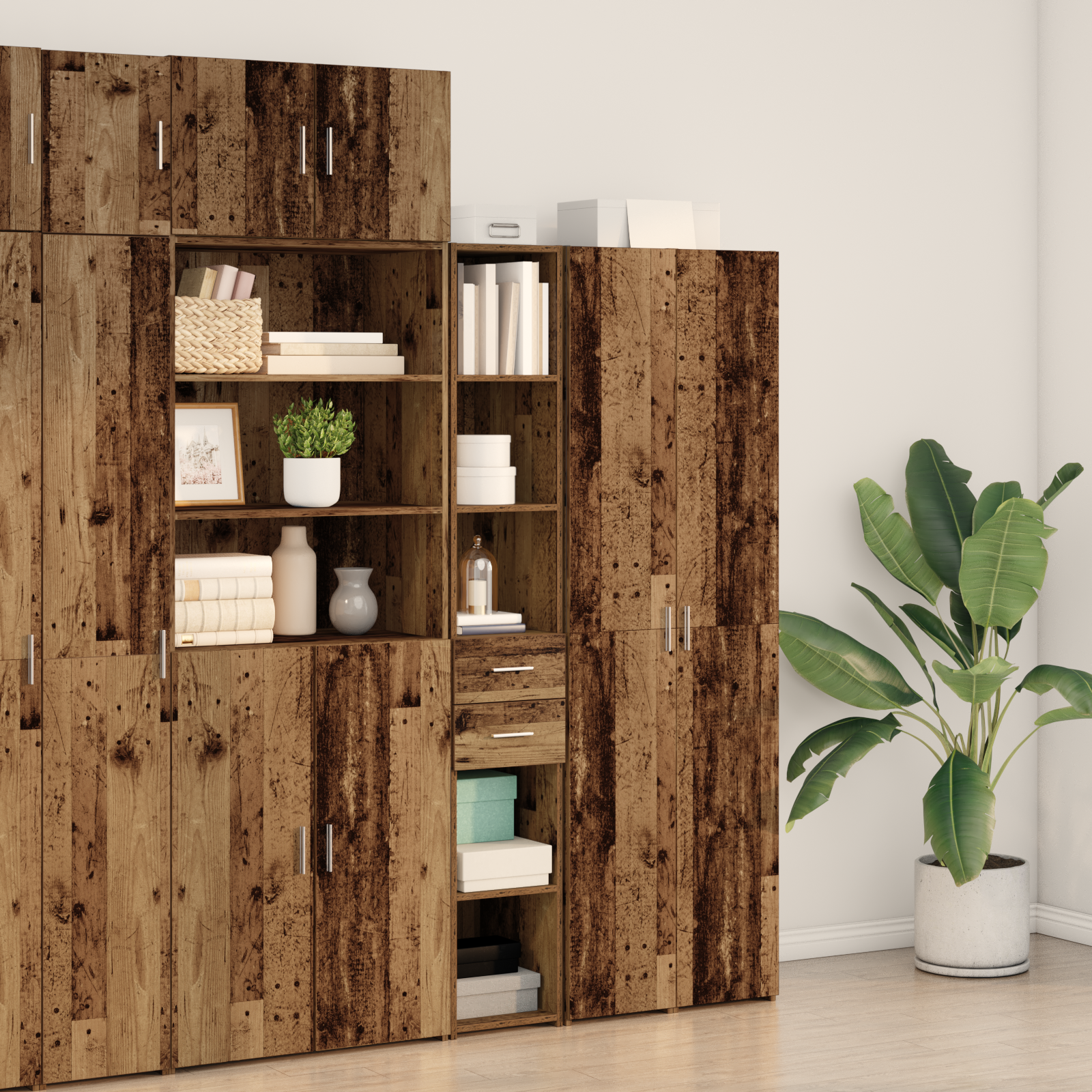 Highboard en bois ancien 30x42,5x185 cm en bois stratifié