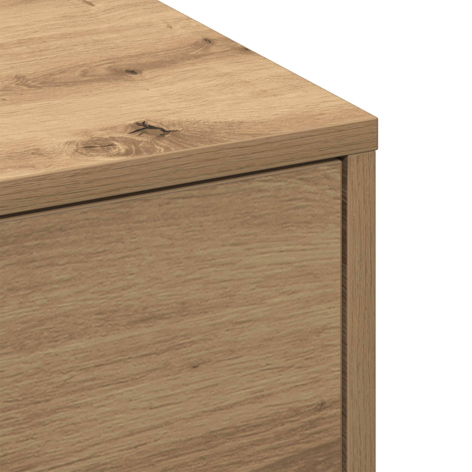 Table Basse Chêne Artisan Placage, MDF 90 x 90 x 28 cm Rangement