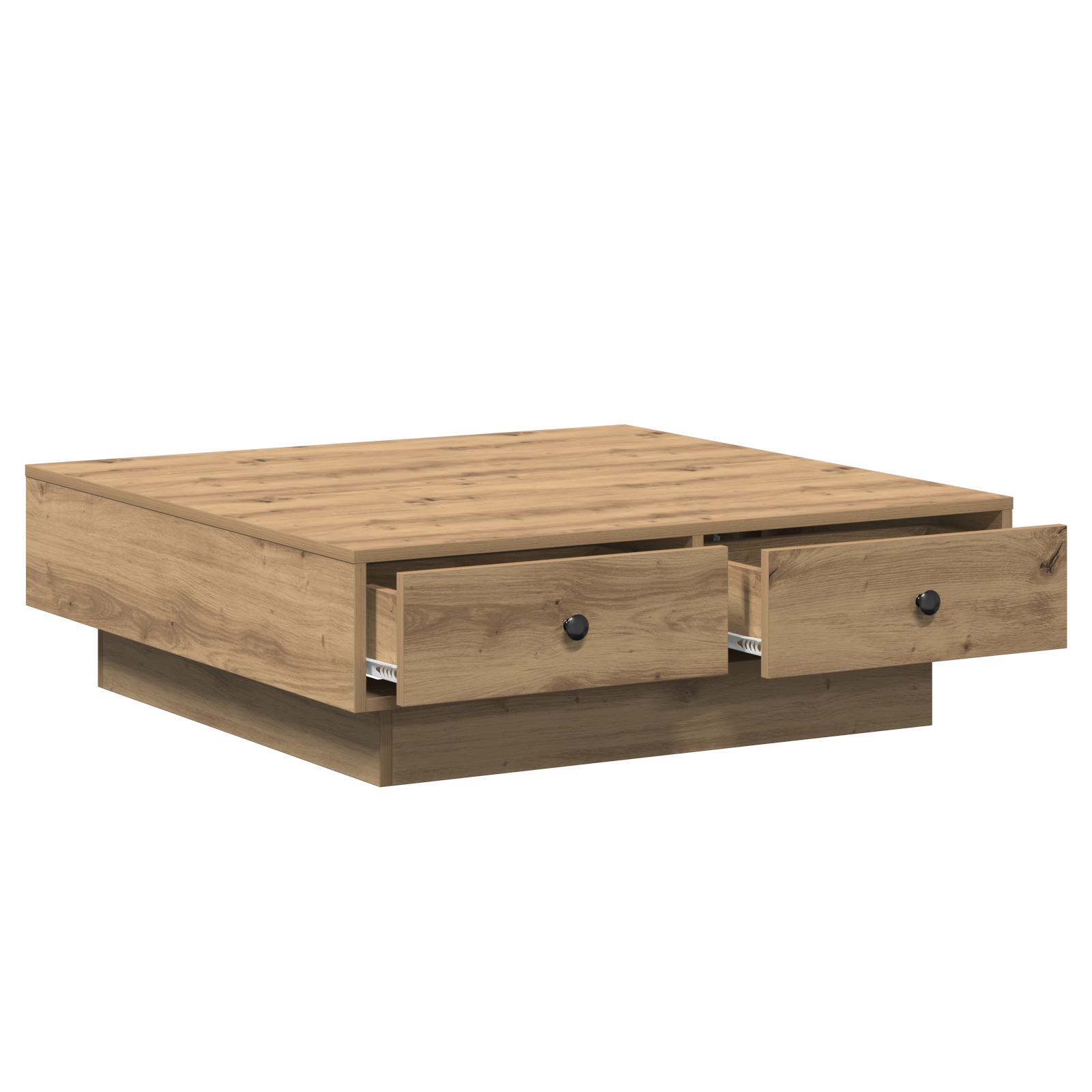 Table Basse Chêne Artisan Placage, MDF 90 x 90 x 28 cm Rangement