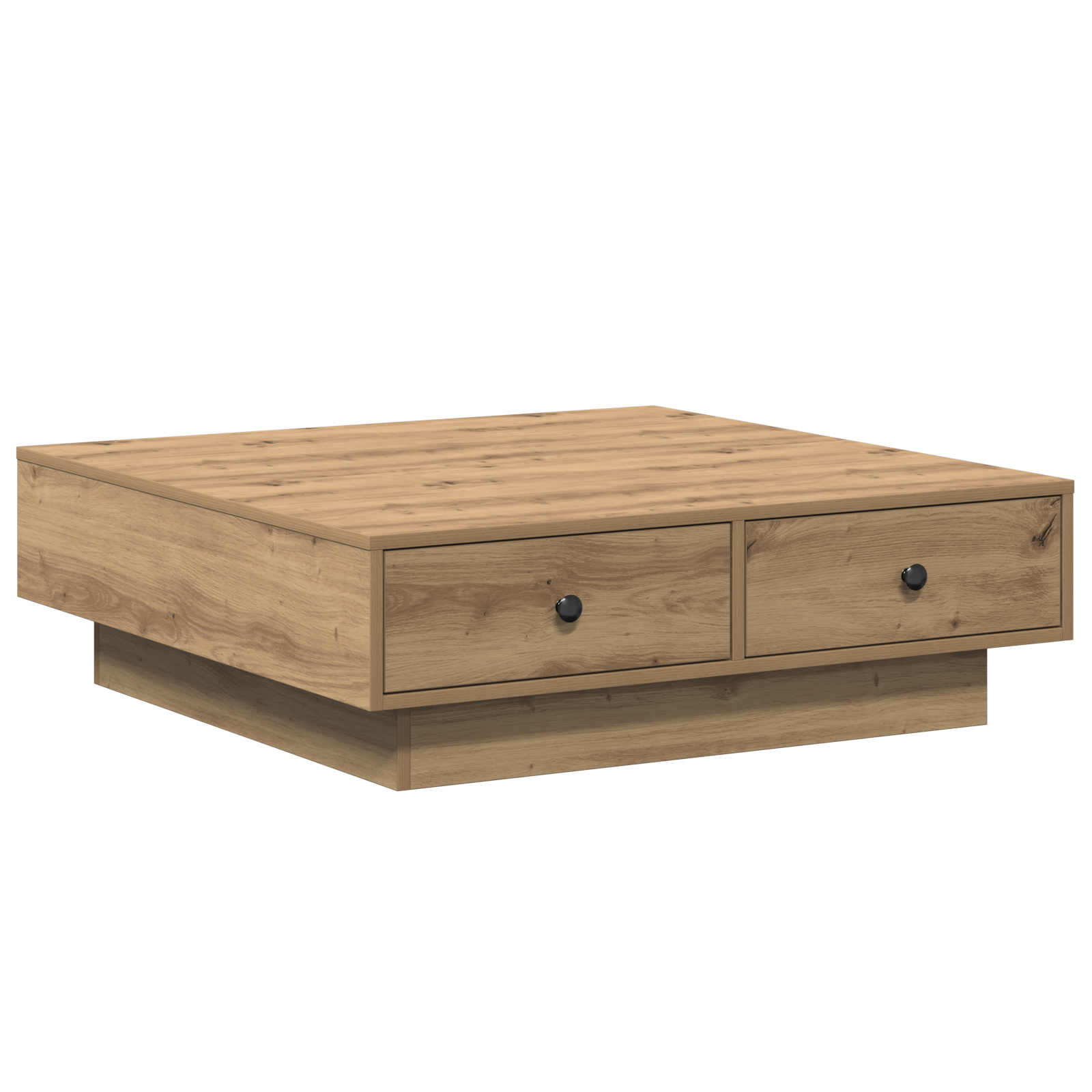Table Basse Chêne Artisan Placage, MDF 90 x 90 x 28 cm Rangement
