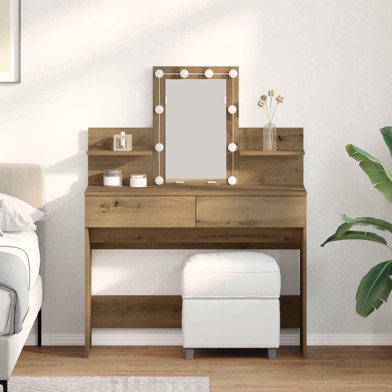 Coiffeuse chêne artisanal 100 x 40 x 130 cm Bois d'ingénierie - XIOS