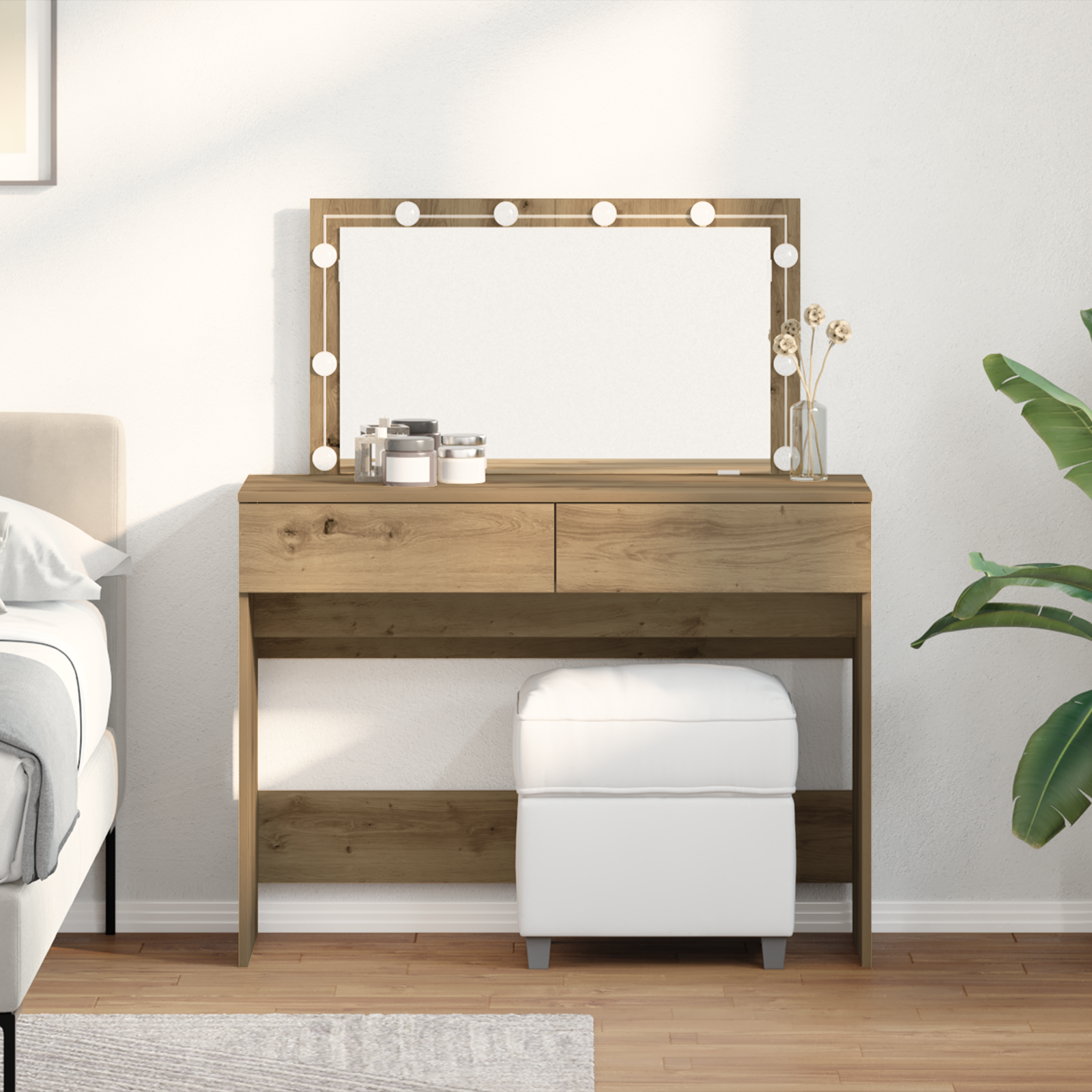 Coiffeuse chêne artisanal 100 x 40 x 120 cm Bois d'ingénierie - XIOS