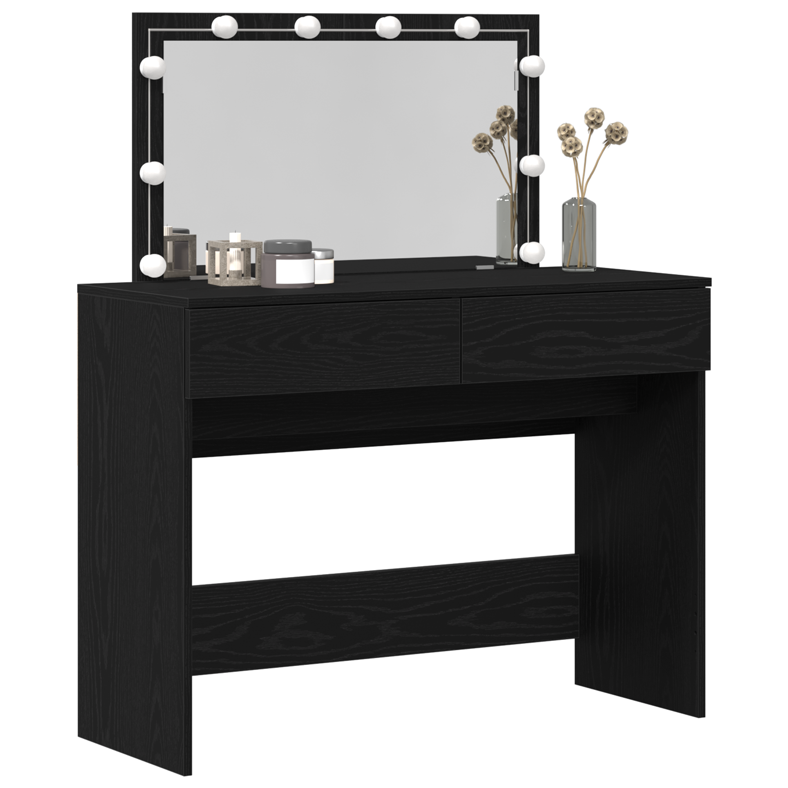Coiffeuse avec LED en chêne noir 100x40x120 cm