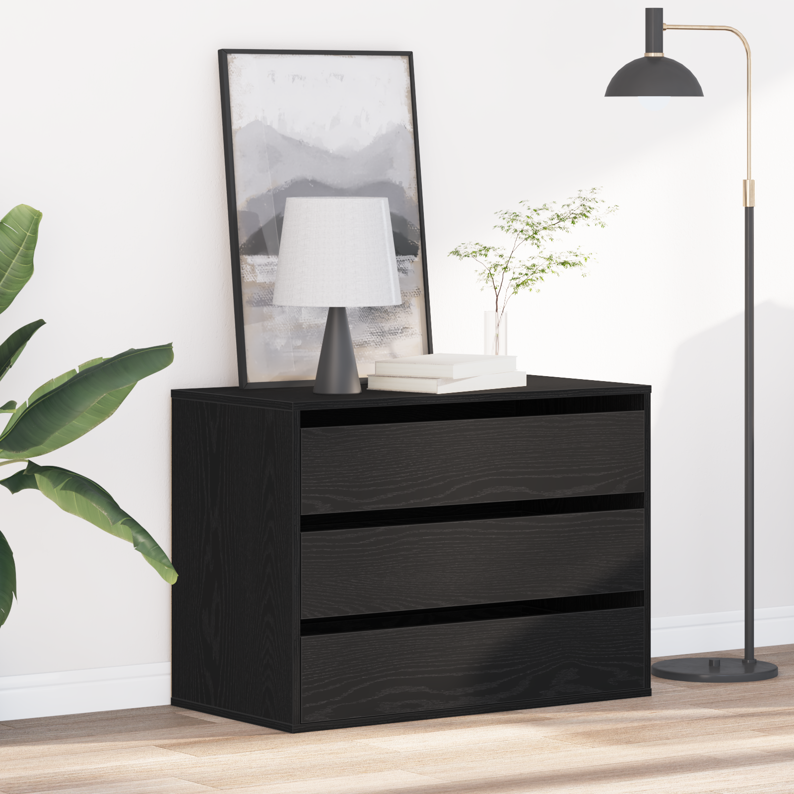 Armoire à tiroirs Noir 80 x 41 x 58 cm Bois d'ingénierie - XIOS