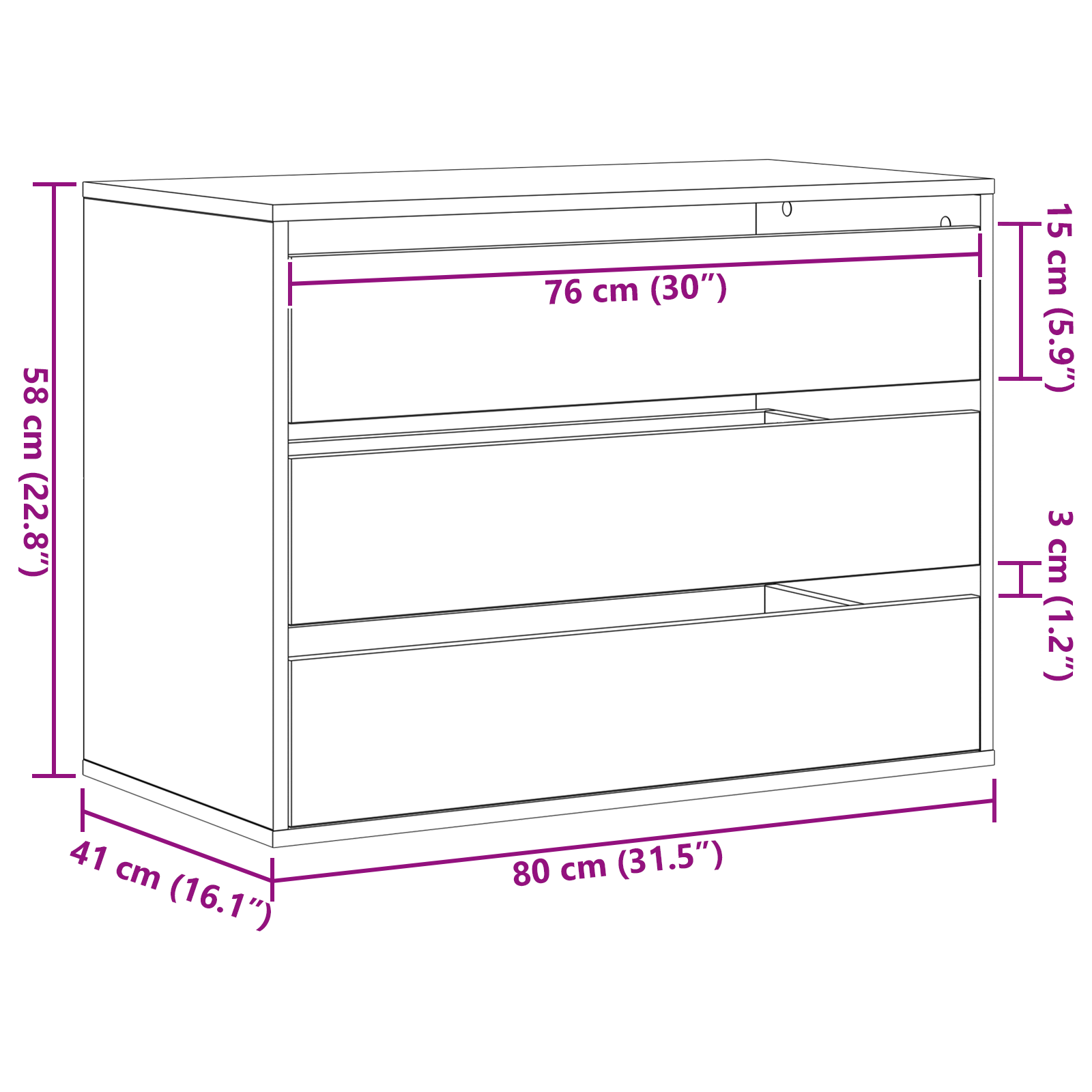 Armoire à tiroirs Noir 80 x 41 x 58 cm Bois d'ingénierie - XIOS