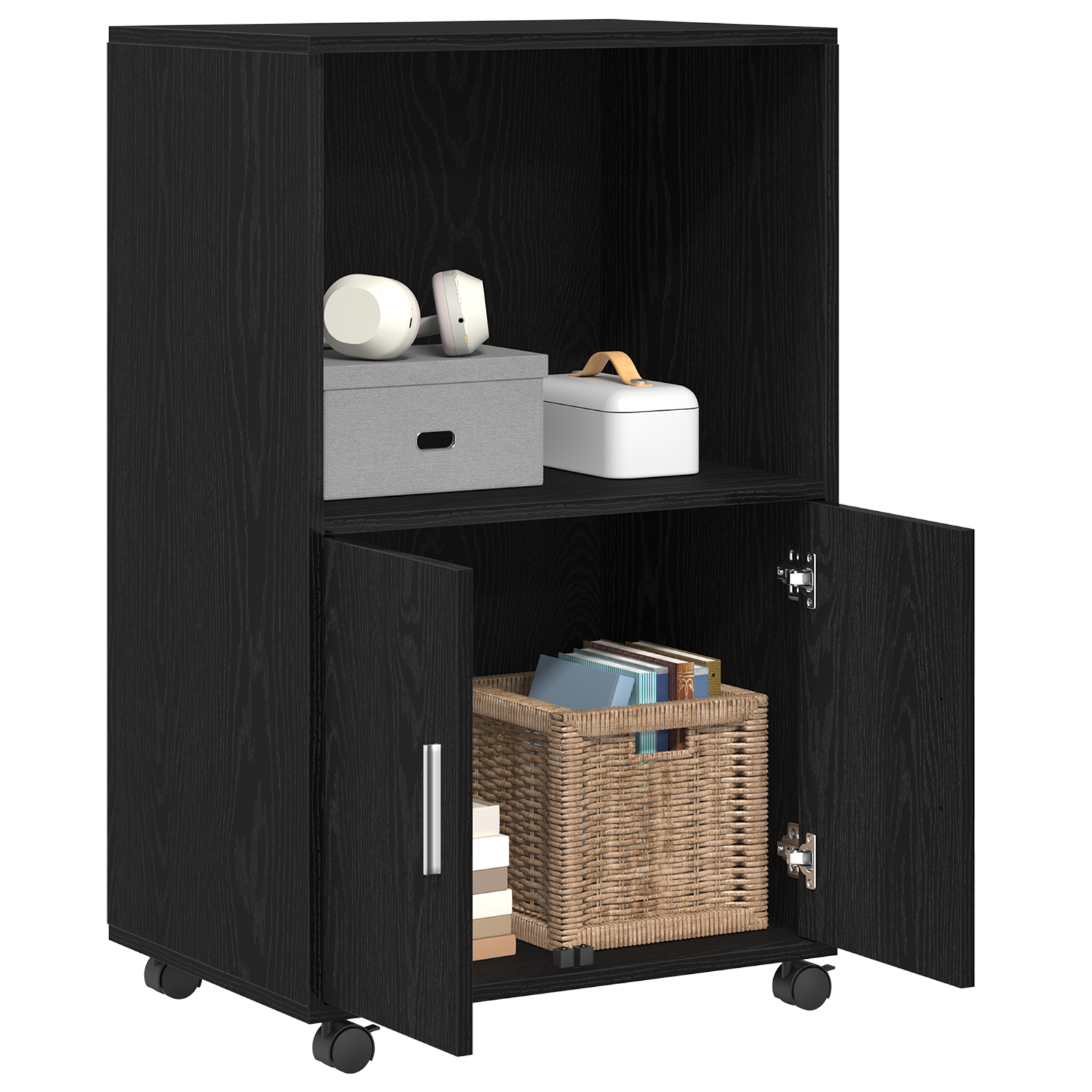 Cabinet roulant vidaXL Chêne noir 55x40x91 cm Bois d'ingénierie