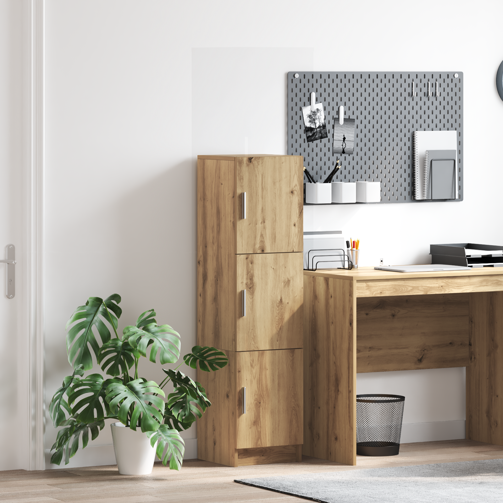 Meuble de Rangement chêne artisanal 31,5 x 32 x 124 cm - XIOS