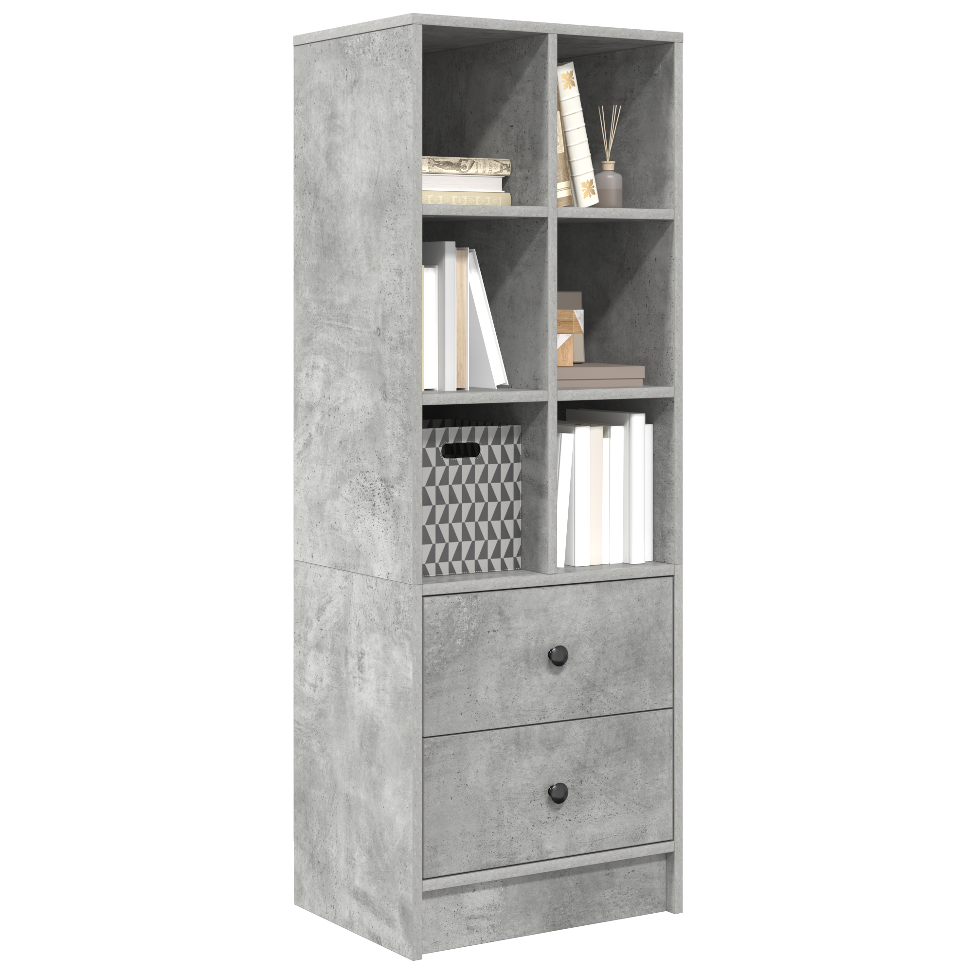 Haut Armoire avec tiroir Gris béton 45,5 x 34 x 127 cm - XIOS
