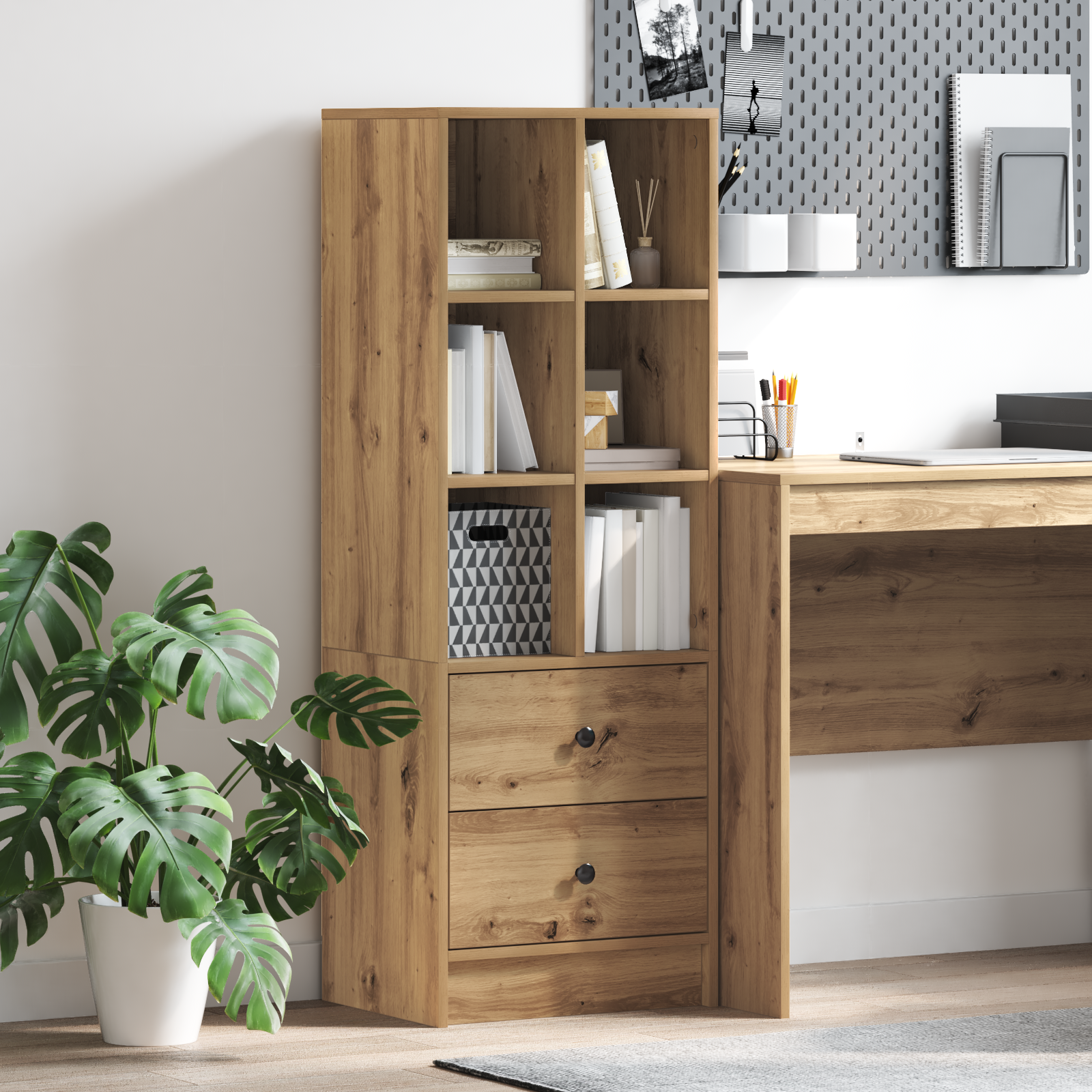 Haut Armoire avec tiroir Chêne artisanal 45,5 x 34 x 127 cm - XIOS