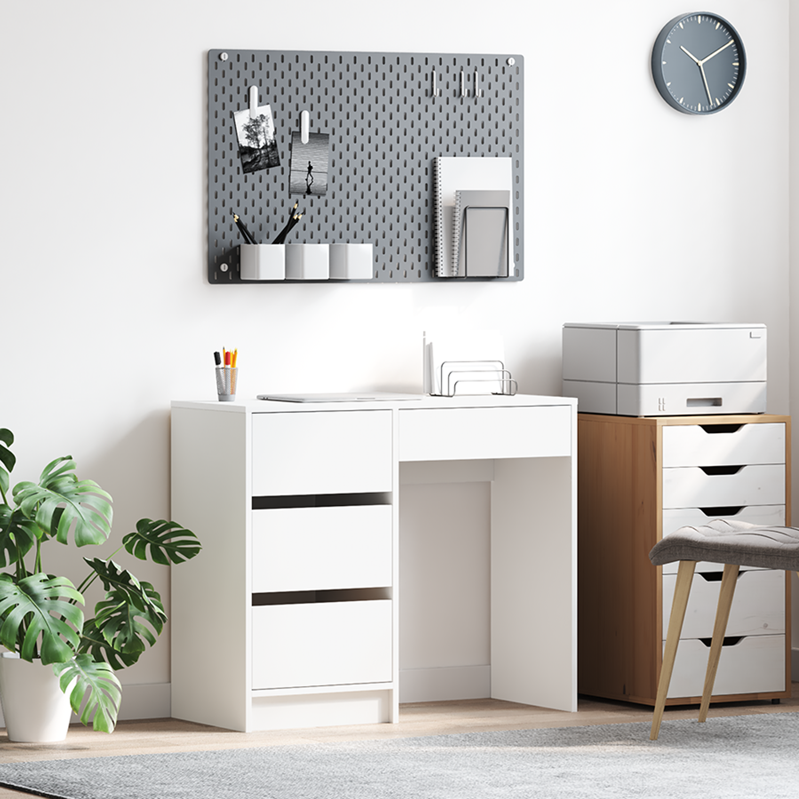Bureau avec tiroir Blanc 90 x 37,5 x 75 cm Bois d'ingénierie - XIOS