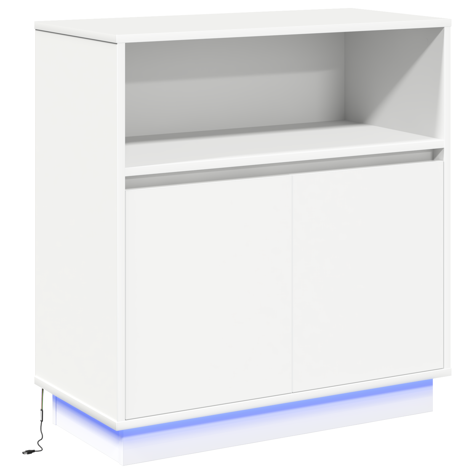 Buffet avec LED Blanc 71x34,5x75 cm en Bois Nécessaire