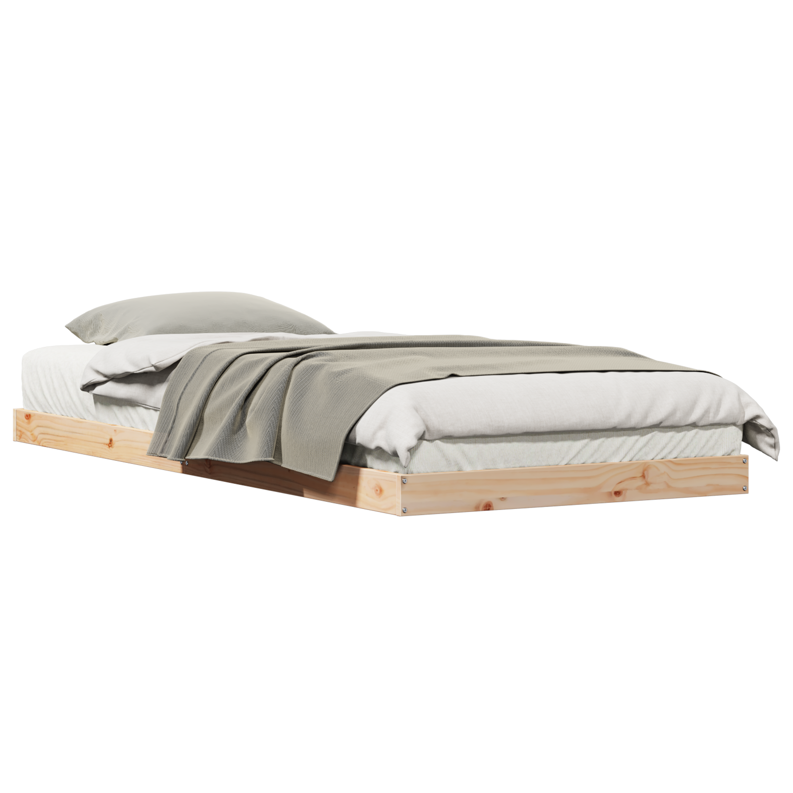 Cadre de lit au sol vidaXL Blanc 80x220 cm en bois de pin massif