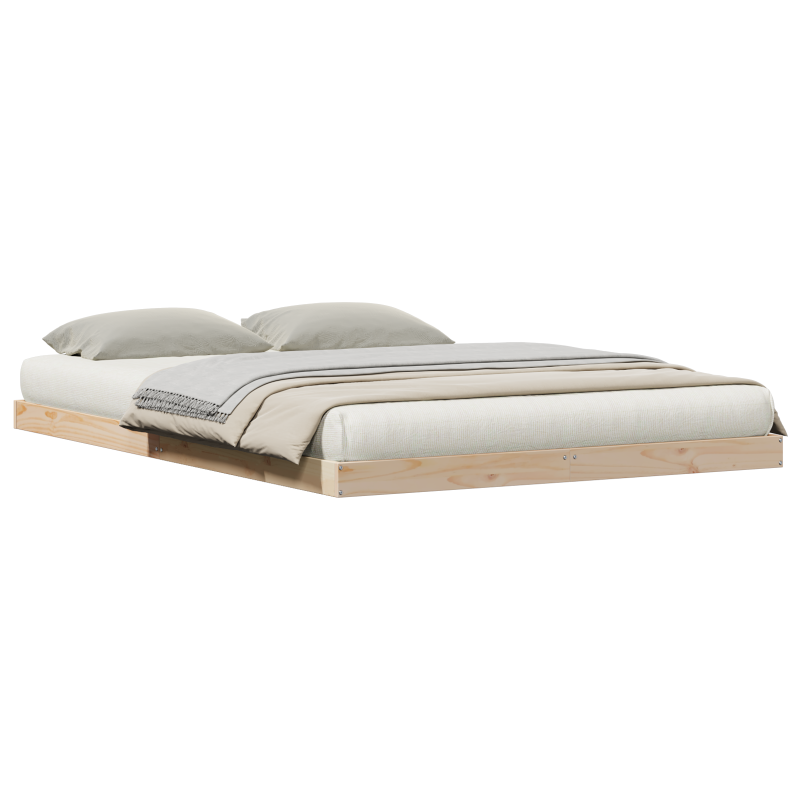 Cadre de lit au sol vidaXL Blanc 160x220 cm Bois massif de pin