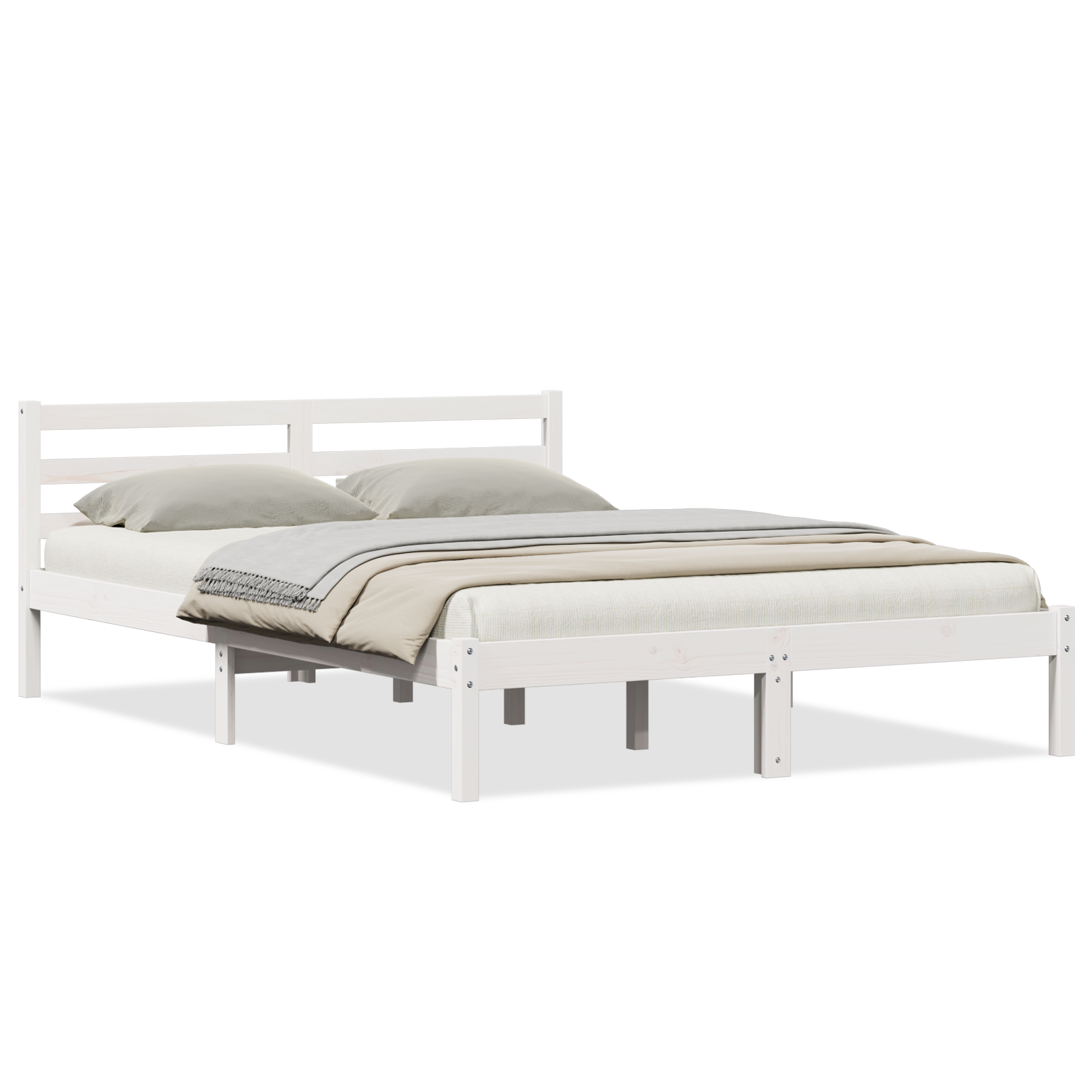 Cadre de lit avec tête de lit Blanc 160x210 cm Bois de pin massif