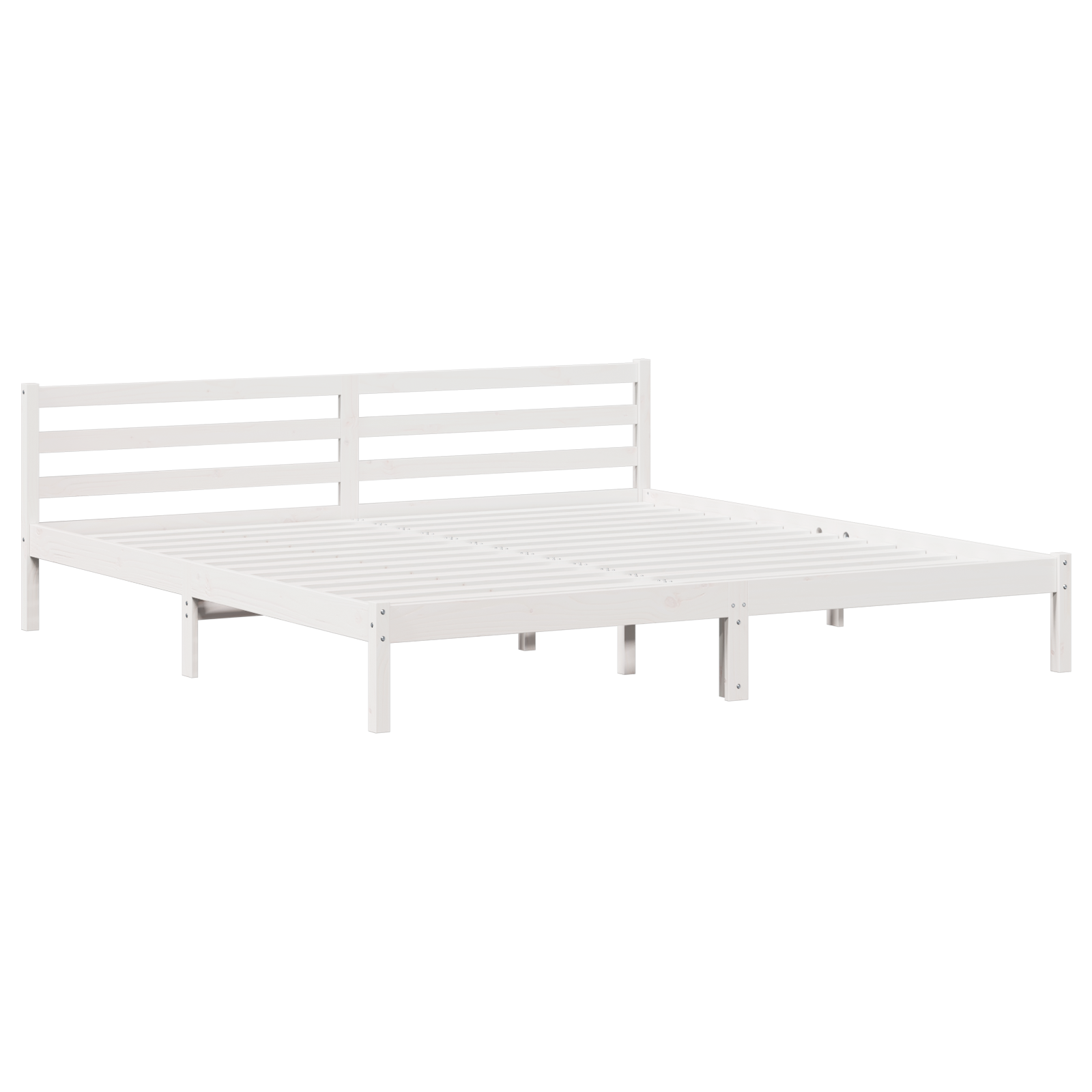 Lit vidaXL avec tête de lit Blanc 180x210 cm en Bois Massif de Pin