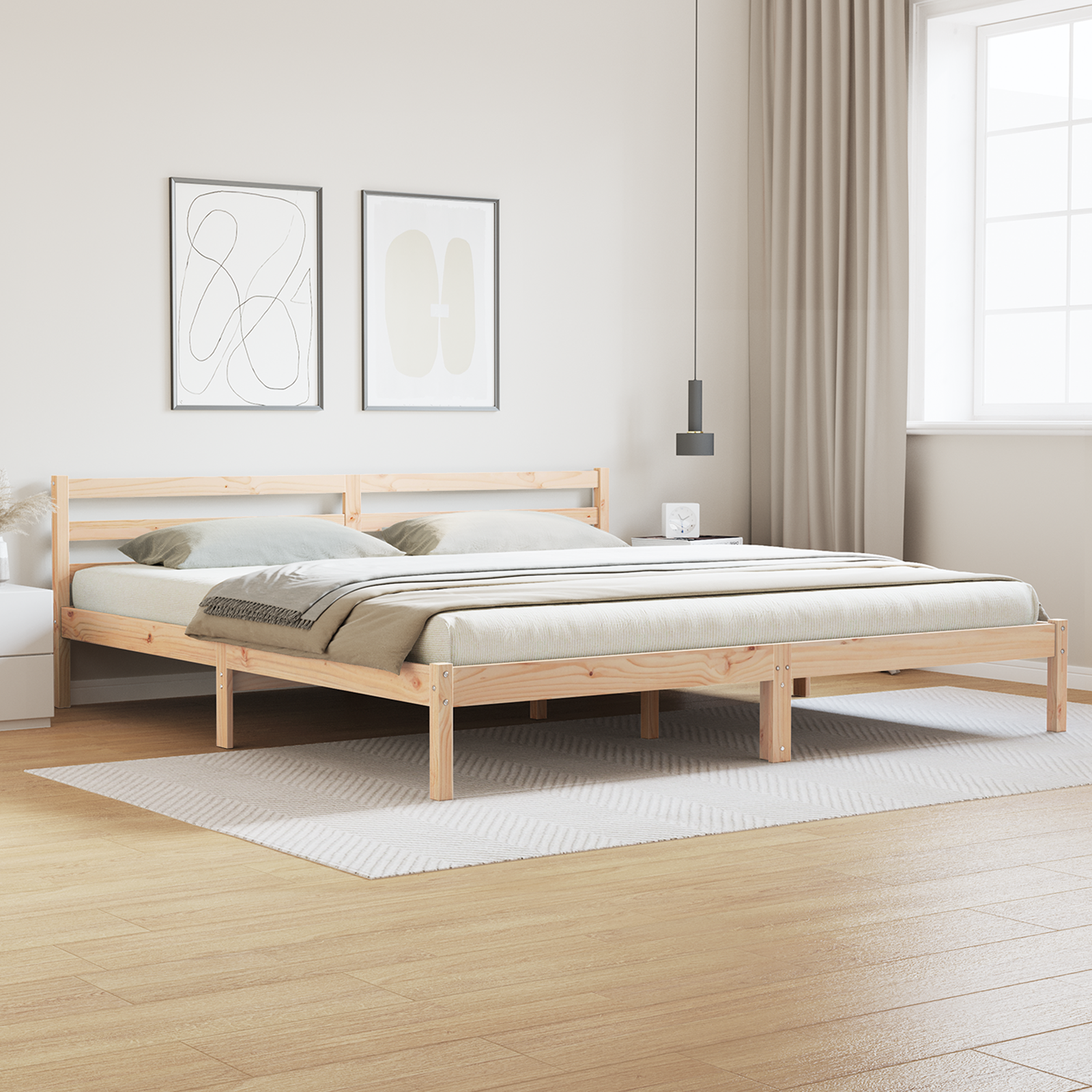 Cadre de lit vidaXL avec tête de lit 200x210 cm en bois de pin massif