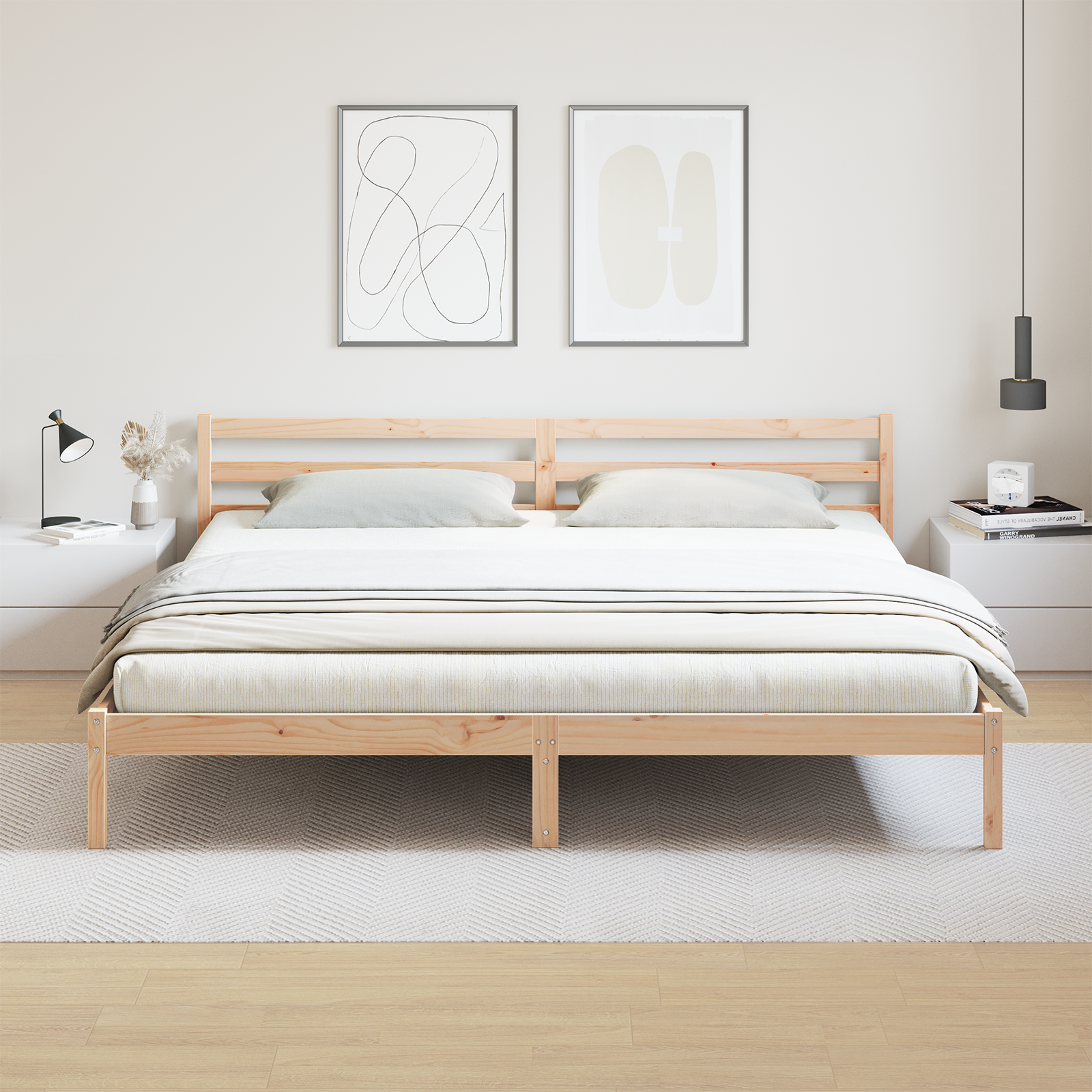 Cadre de lit vidaXL avec tête de lit 200x210 cm en bois de pin massif