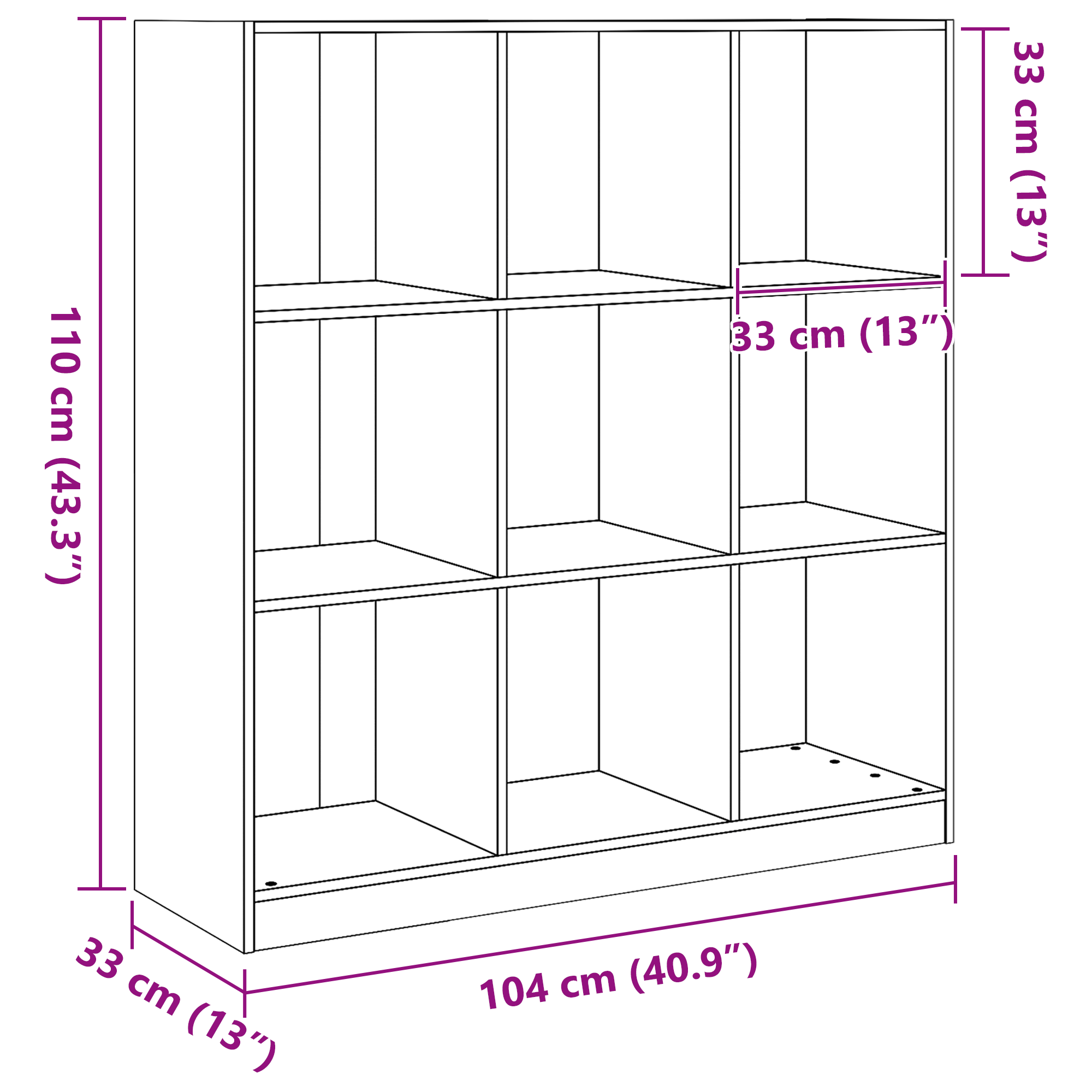 Bibliothèque Brun cire 104 x 33 x 110 cm Pin massif - XIOS