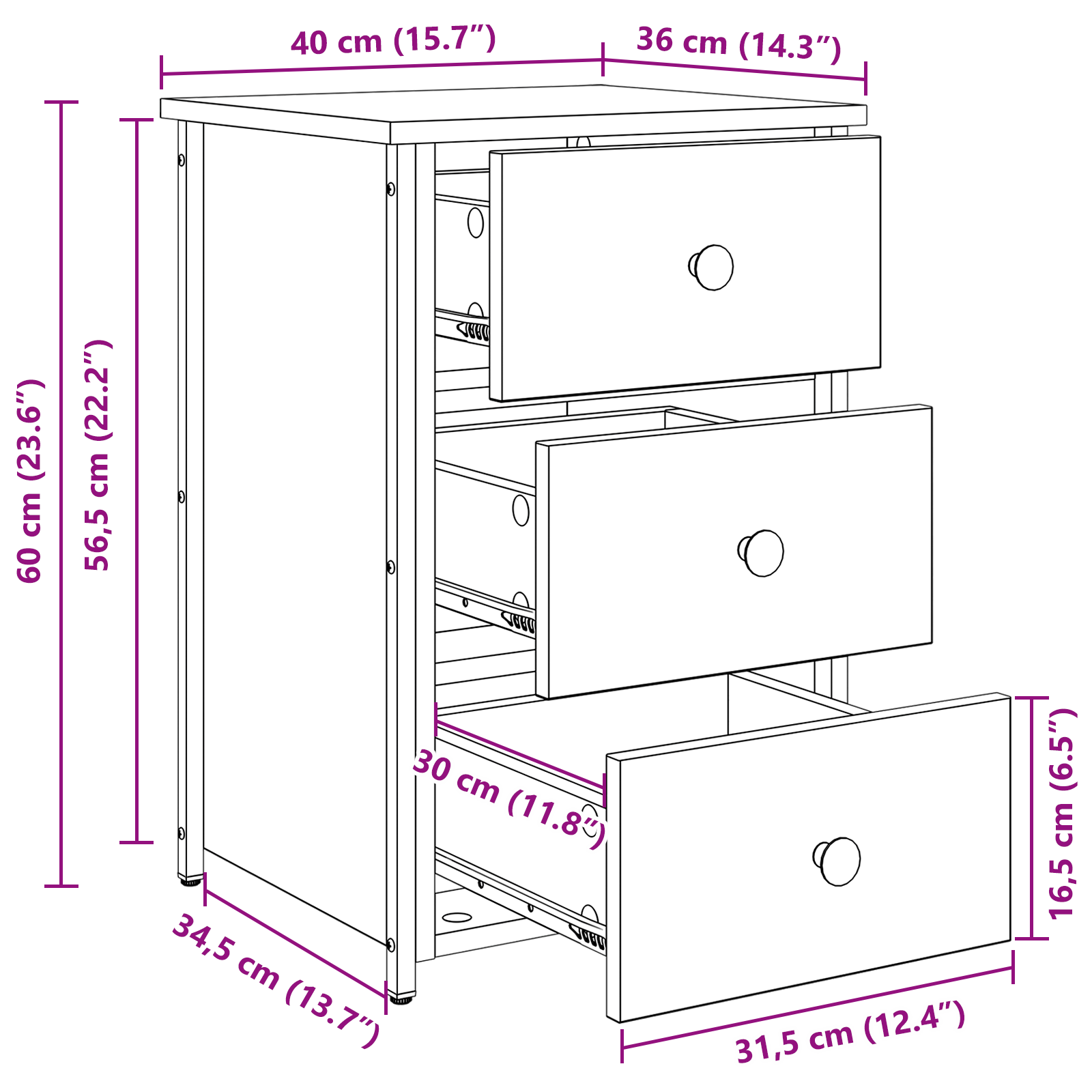 Cabinet de chevet Marron 40 x 36 x 60 cm Bois Recyclé Solide - XIOS