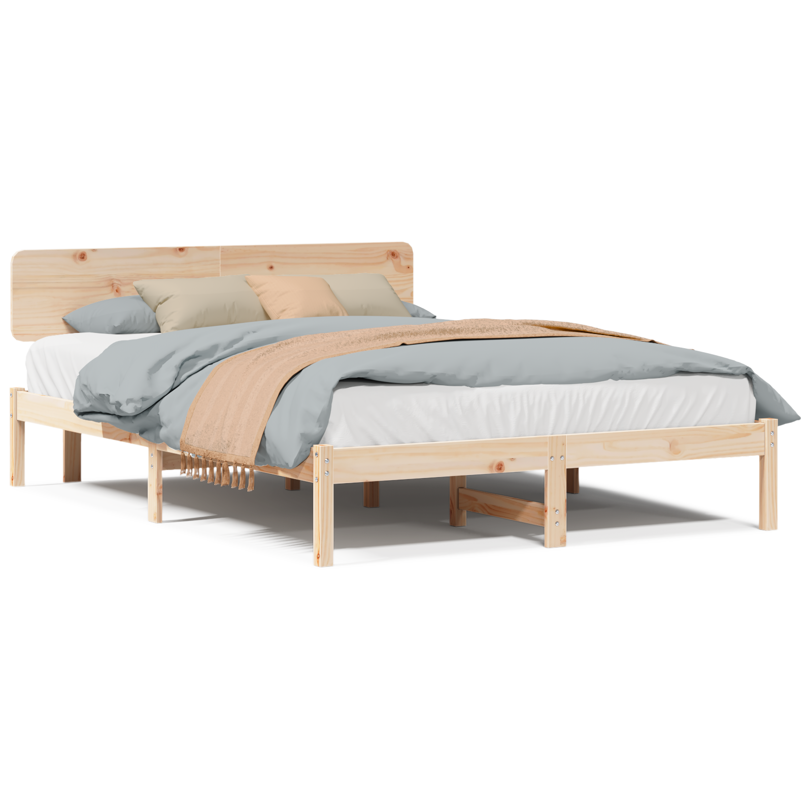 Lit avec Headboard 150x200 cm Bois de Pin Massif